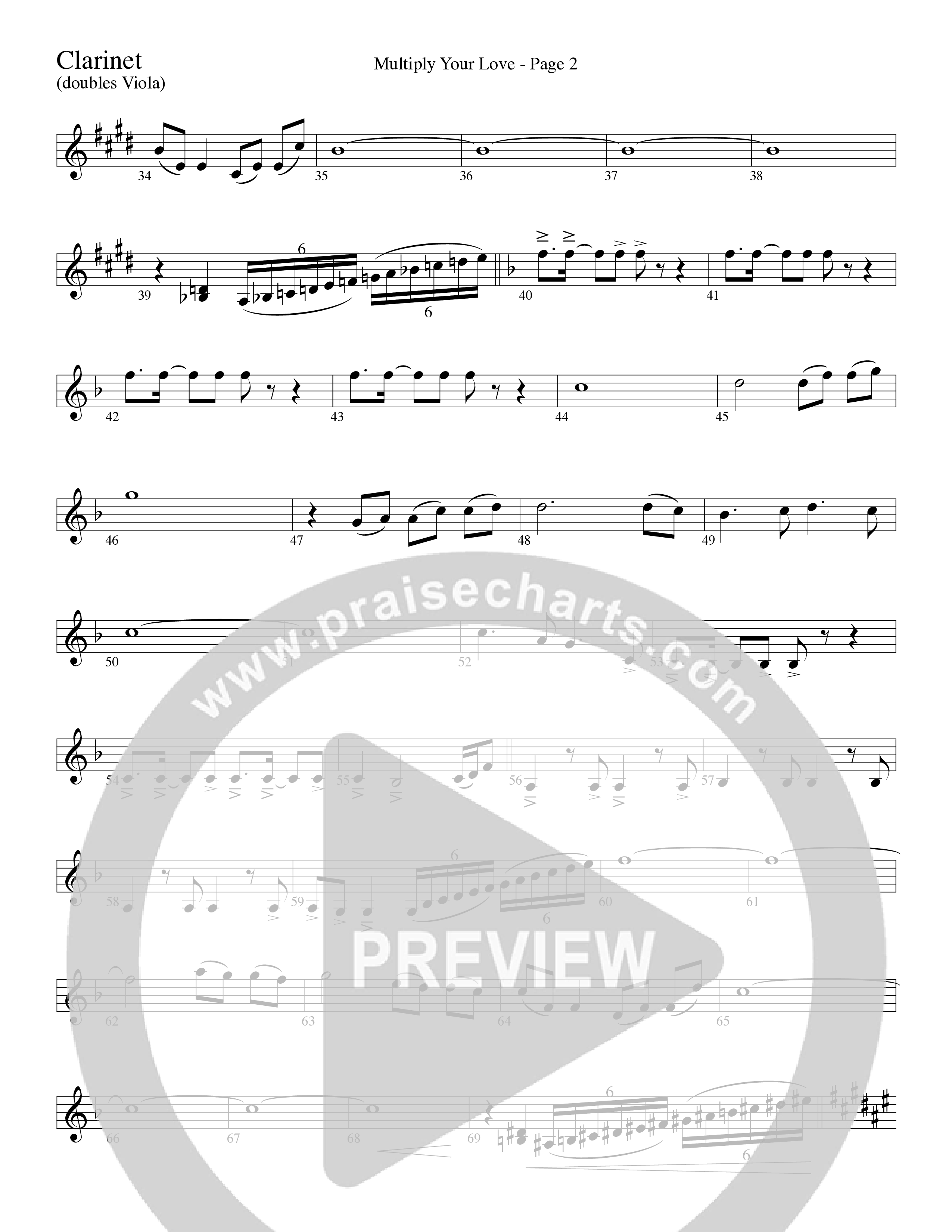 Multiply Your Love (Choral Anthem SATB) Clarinet 3 (Word Music Choral / Arr. David Clydesdale)