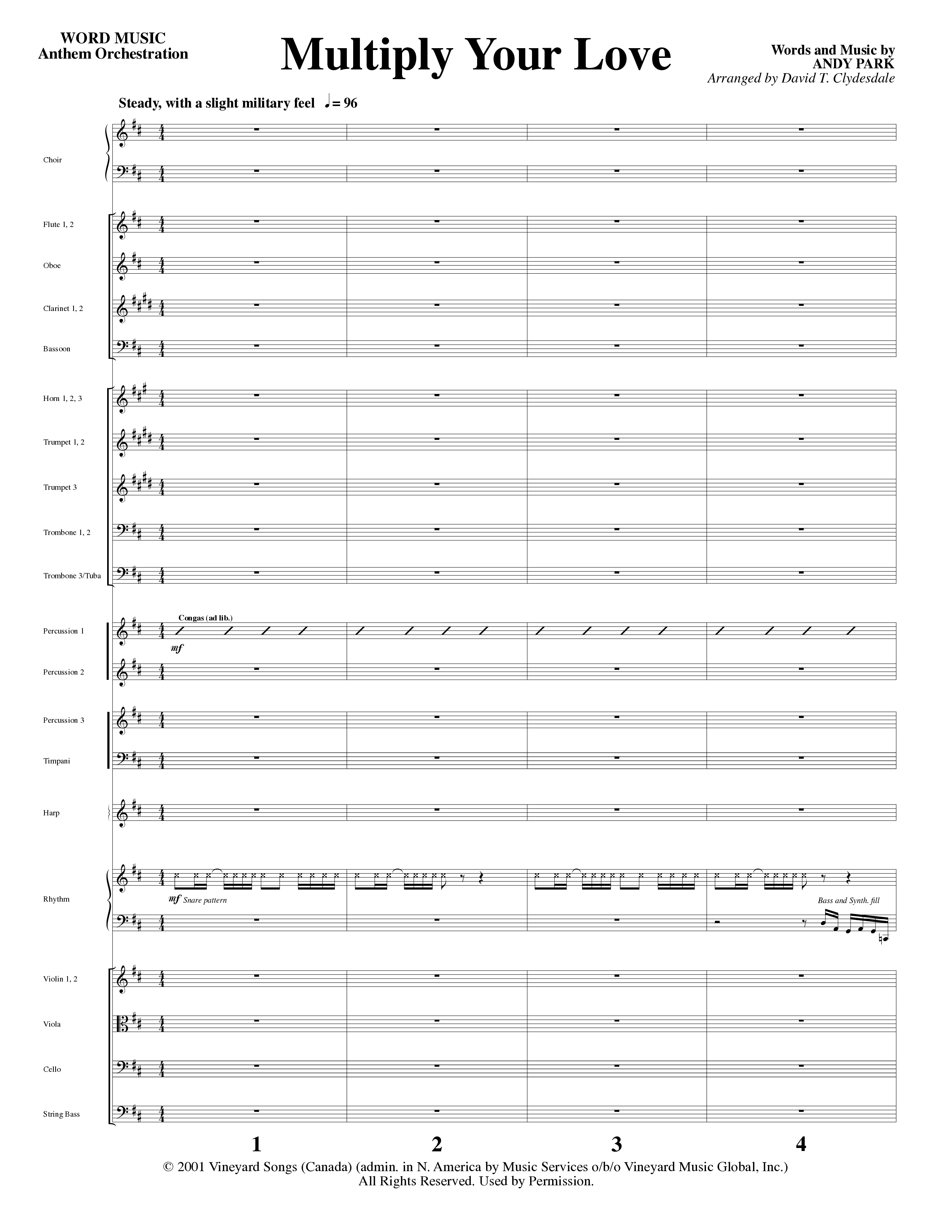 Multiply Your Love (Choral Anthem SATB) Orchestration (Word Music Choral / Arr. David Clydesdale)