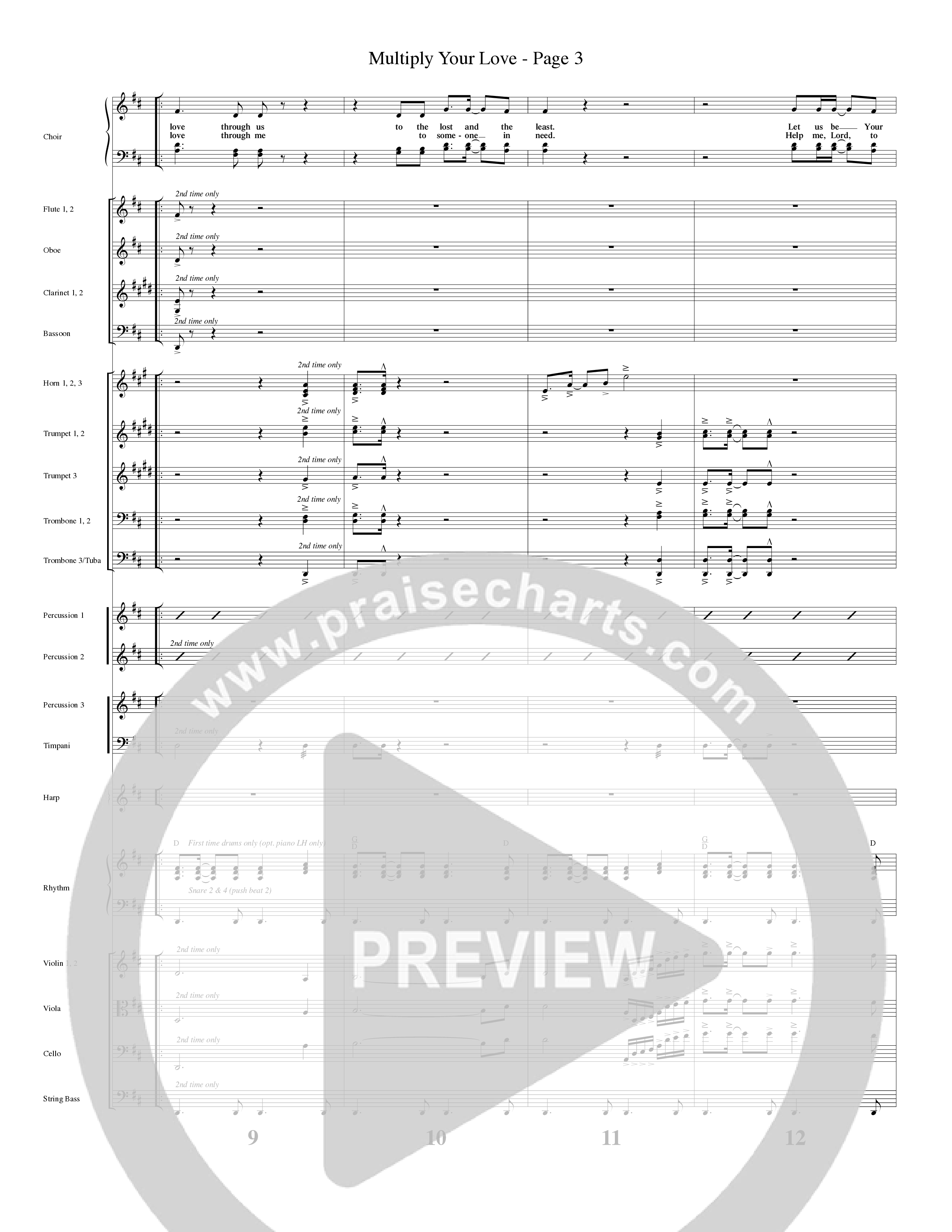 Multiply Your Love (Choral Anthem SATB) Orchestration (Word Music Choral / Arr. David Clydesdale)