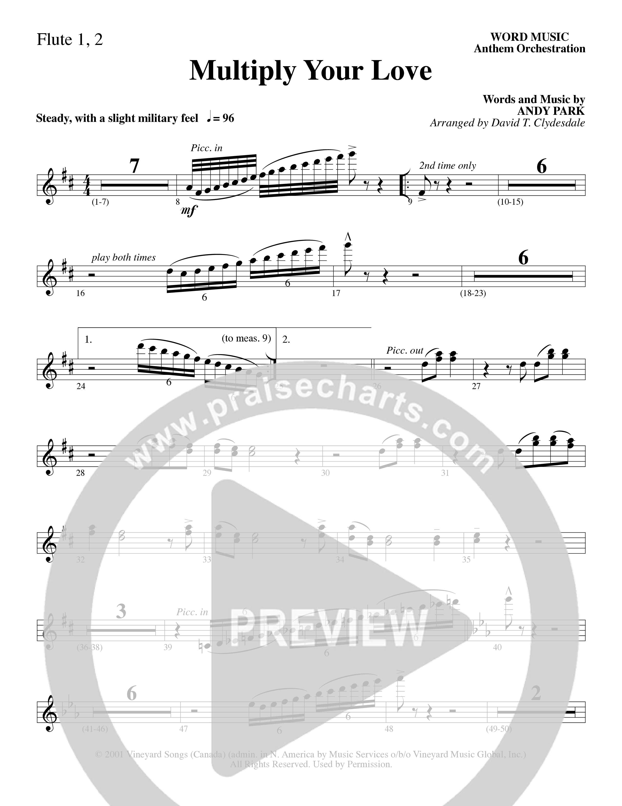 Multiply Your Love (Choral Anthem SATB) Flute 1/2 (Word Music Choral / Arr. David Clydesdale)