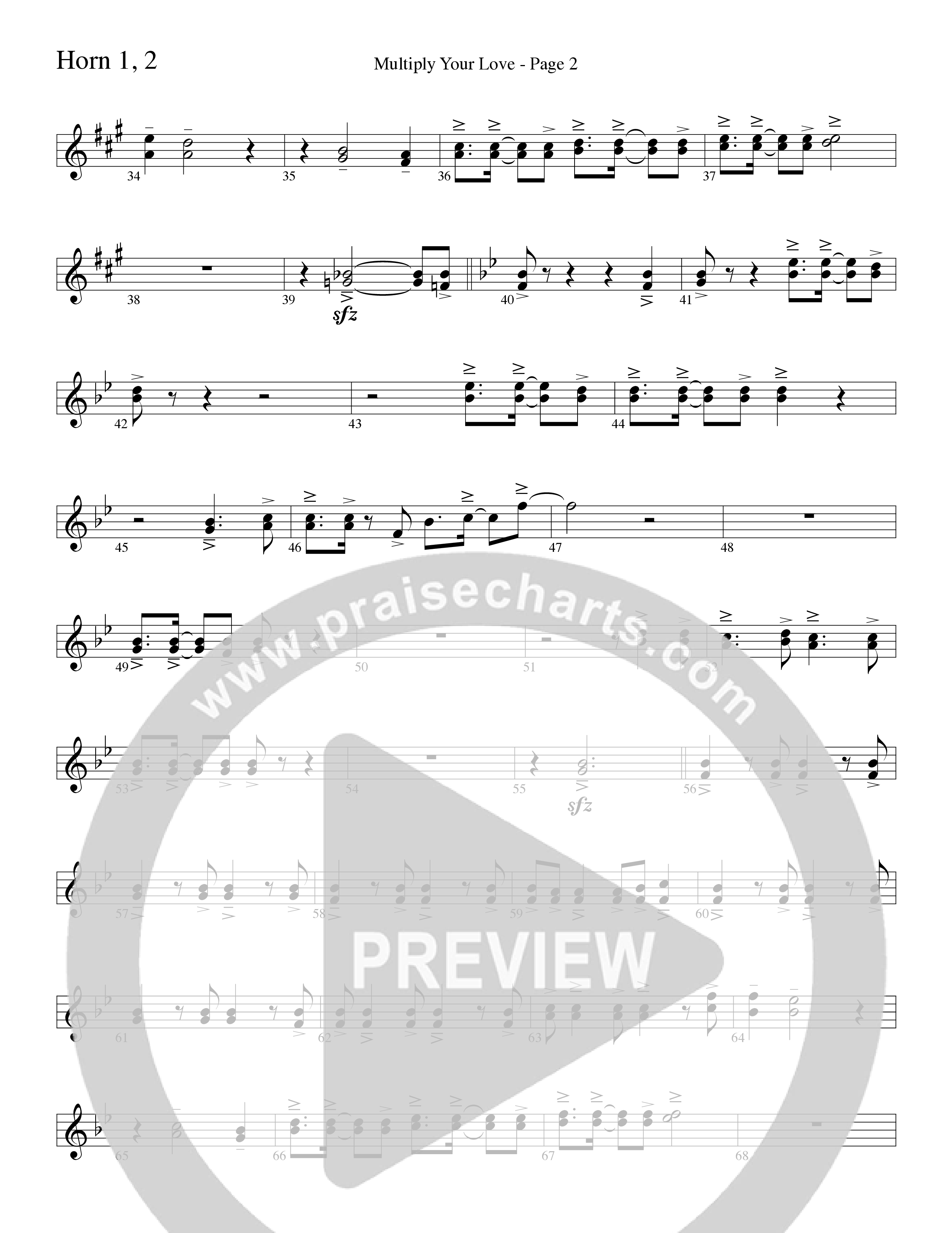 Multiply Your Love (Choral Anthem SATB) French Horn 1/2 (Word Music Choral / Arr. David Clydesdale)