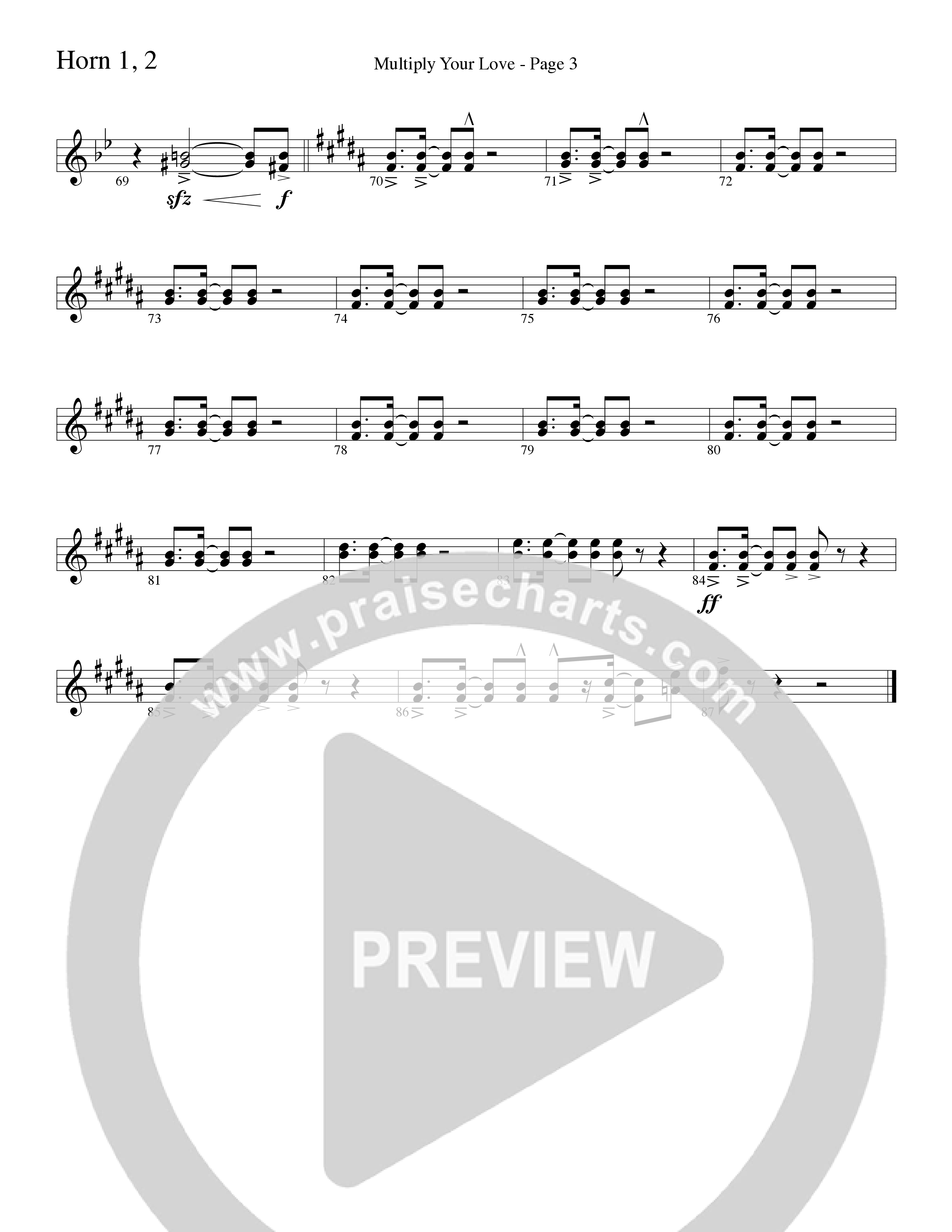 Multiply Your Love (Choral Anthem SATB) French Horn 1/2 (Word Music Choral / Arr. David Clydesdale)
