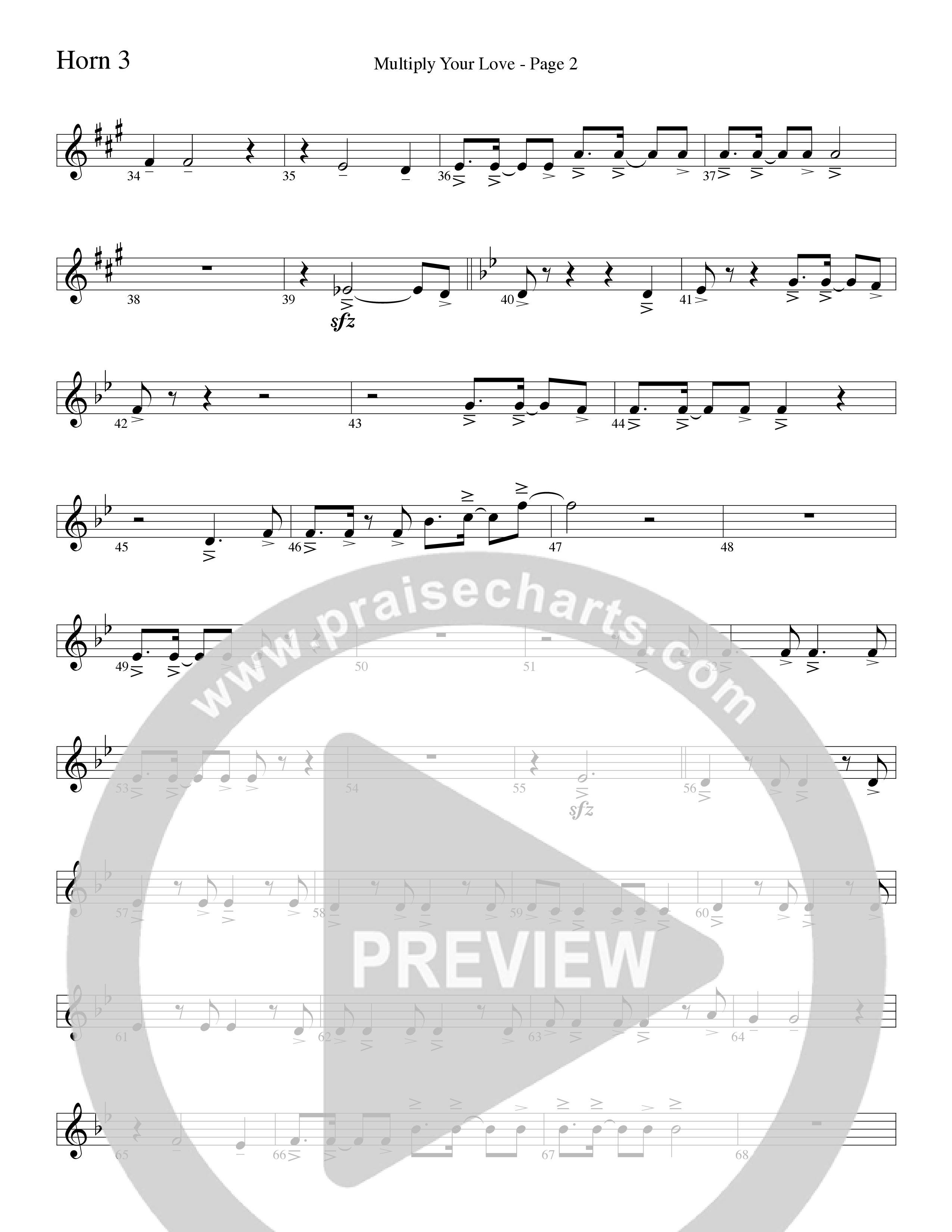 Multiply Your Love (Choral Anthem SATB) French Horn 3 (Word Music Choral / Arr. David Clydesdale)