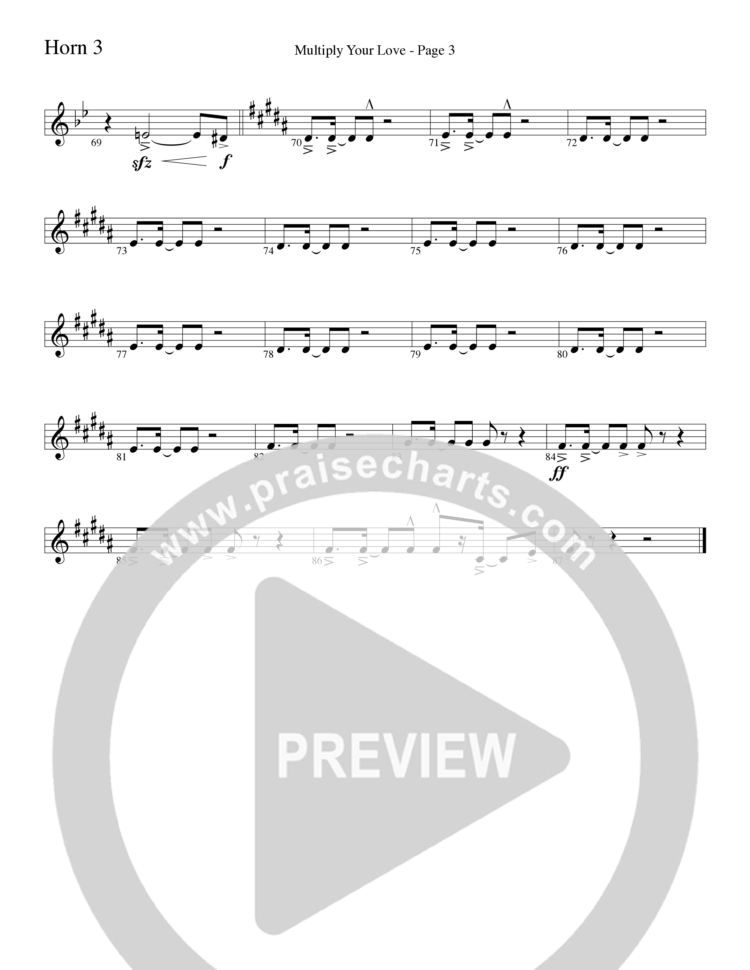 Multiply Your Love (Choral Anthem SATB) French Horn 3 (Word Music Choral / Arr. David Clydesdale)