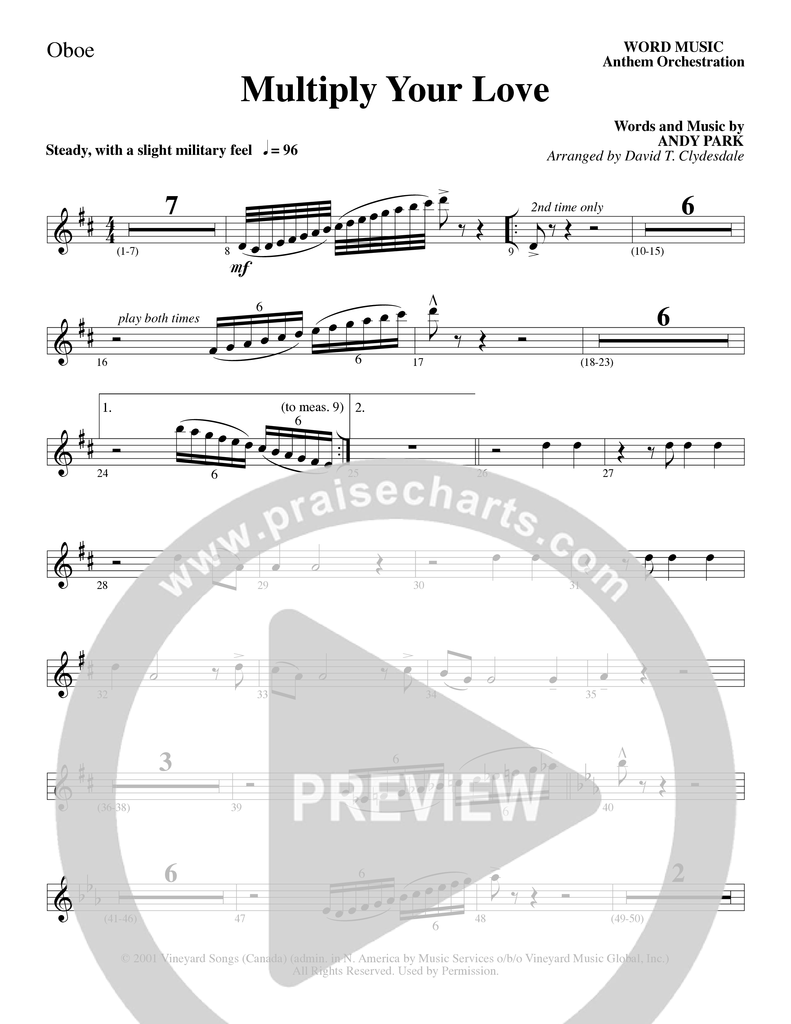 Multiply Your Love (Choral Anthem SATB) Oboe (Word Music Choral / Arr. David Clydesdale)