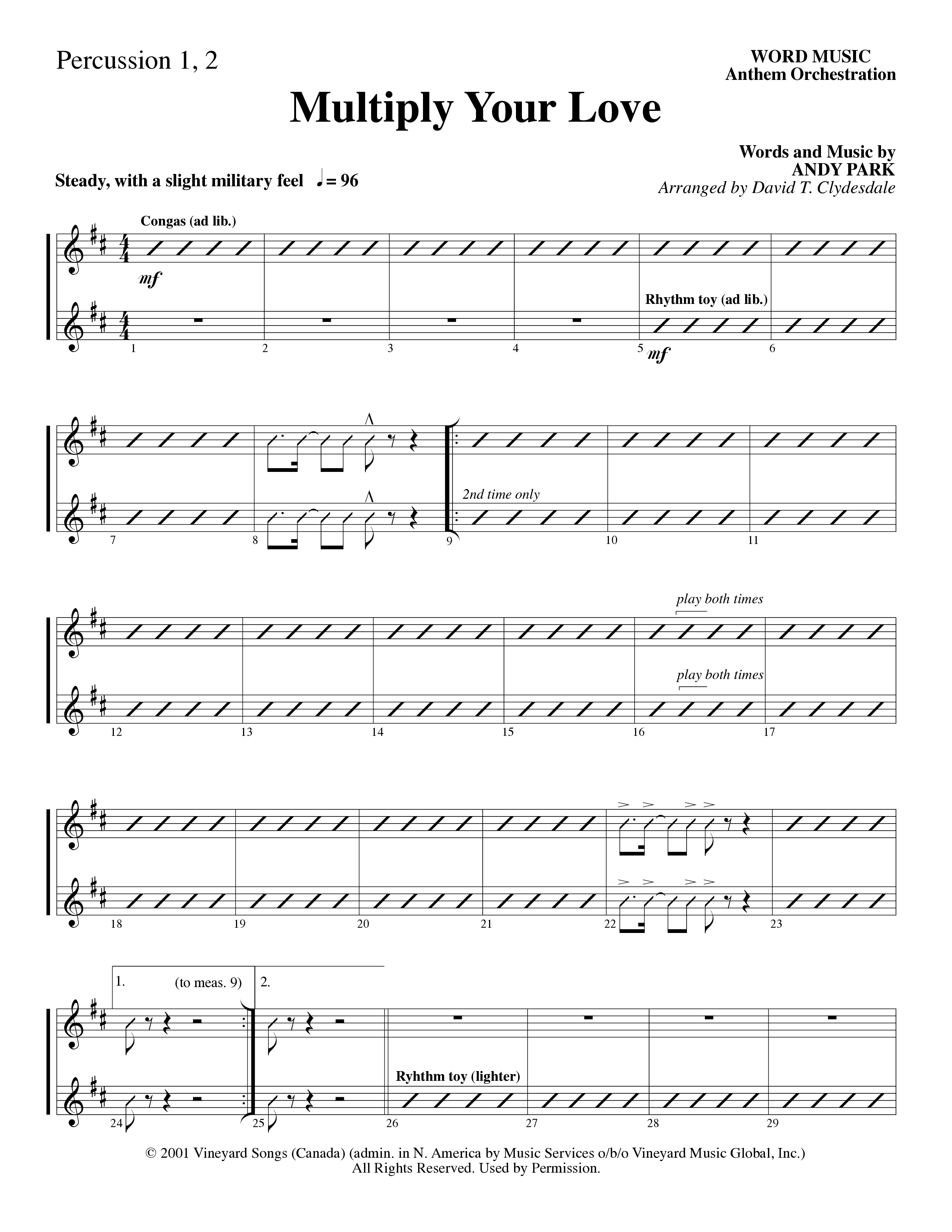 Multiply Your Love (Choral Anthem SATB) Percussion (Word Music Choral / Arr. David Clydesdale)