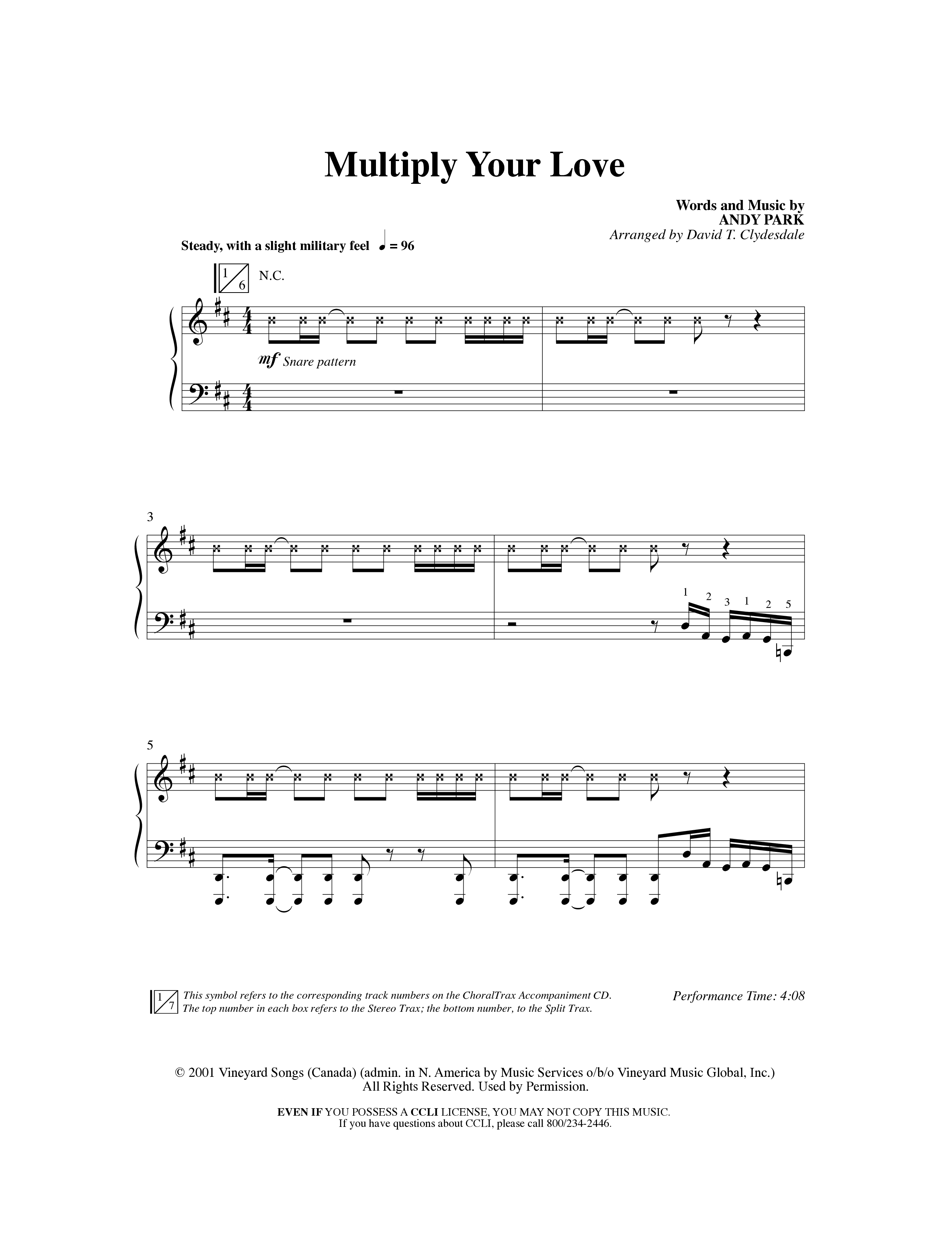 Multiply Your Love (Choral Anthem SATB) Anthem (SATB/Piano) (Word Music Choral / Arr. David Clydesdale)