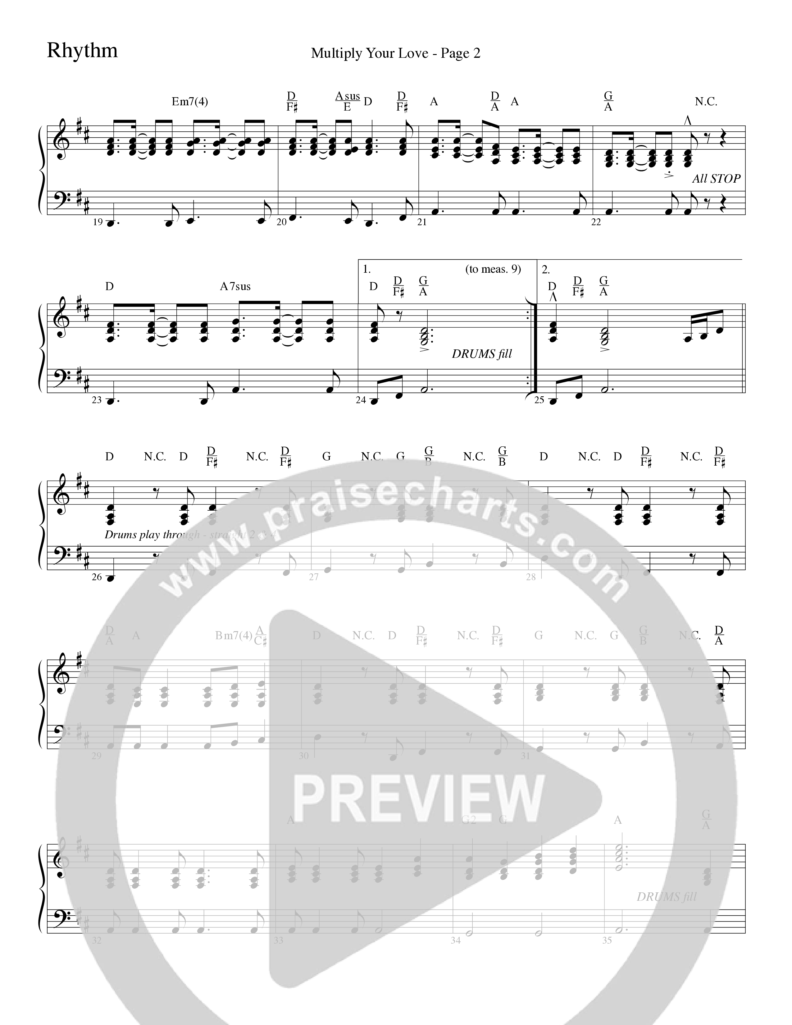 Multiply Your Love (Choral Anthem SATB) Rhythm Chart (Word Music Choral / Arr. David Clydesdale)