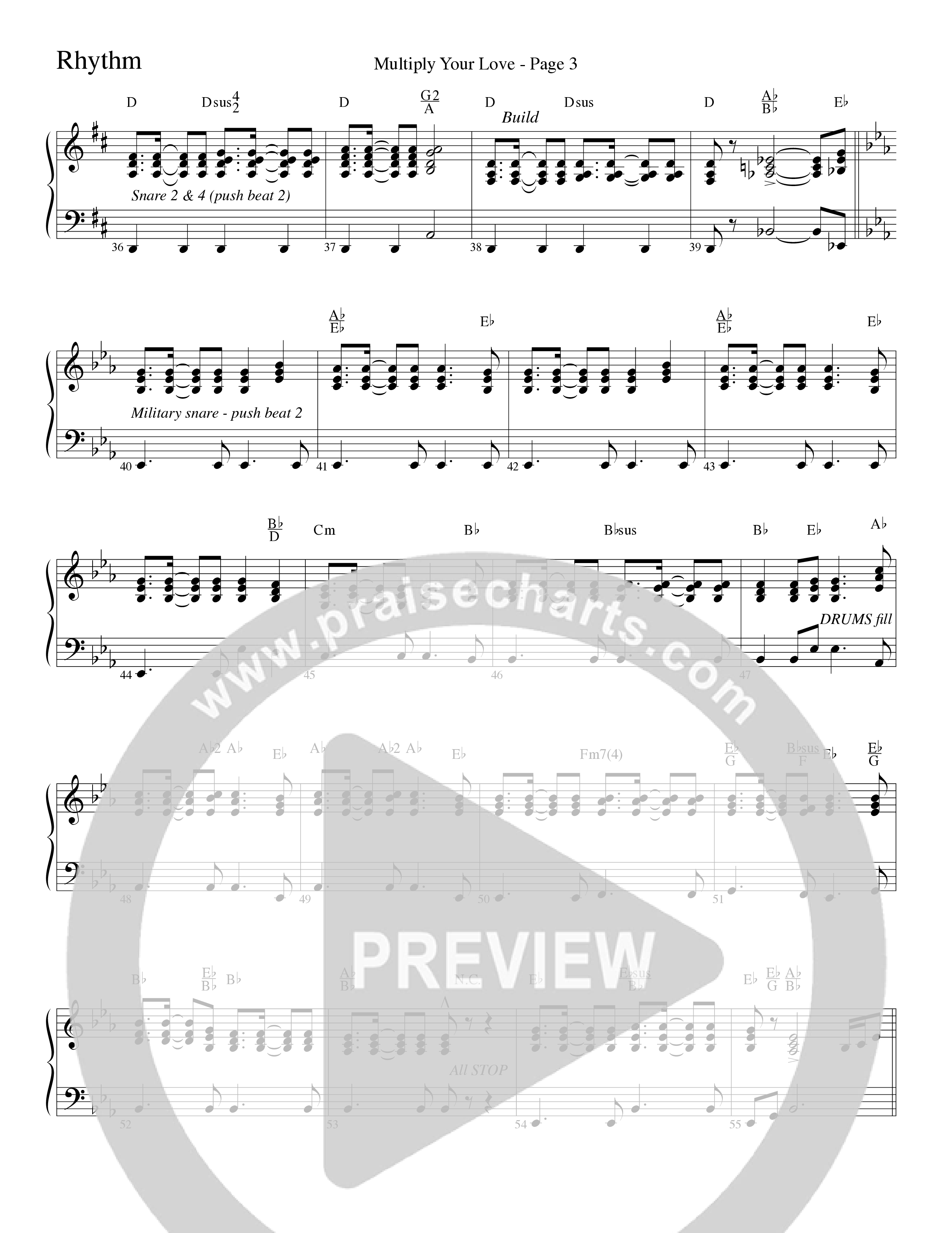 Multiply Your Love (Choral Anthem SATB) Rhythm Chart (Word Music Choral / Arr. David Clydesdale)