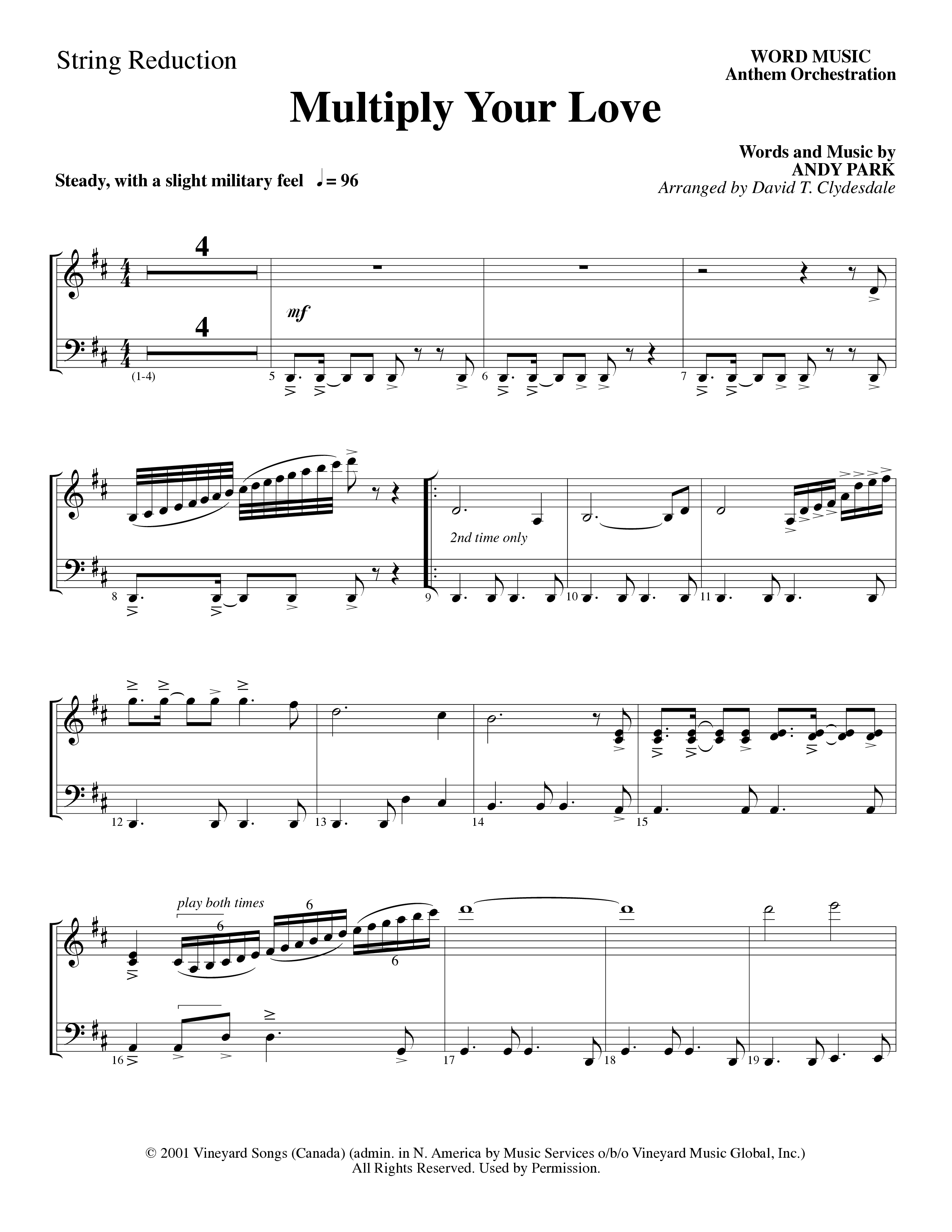 Multiply Your Love (Choral Anthem SATB) String Reduction (Word Music Choral / Arr. David Clydesdale)