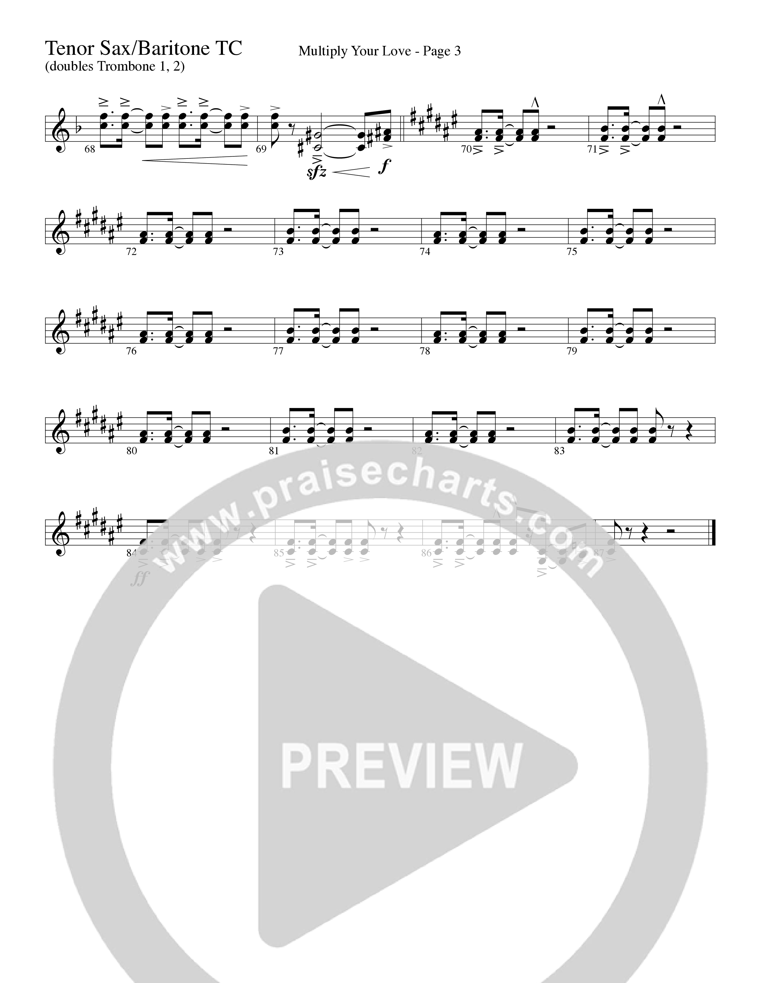 Multiply Your Love (Choral Anthem SATB) Tenor Sax/Baritone T.C. (Word Music Choral / Arr. David Clydesdale)