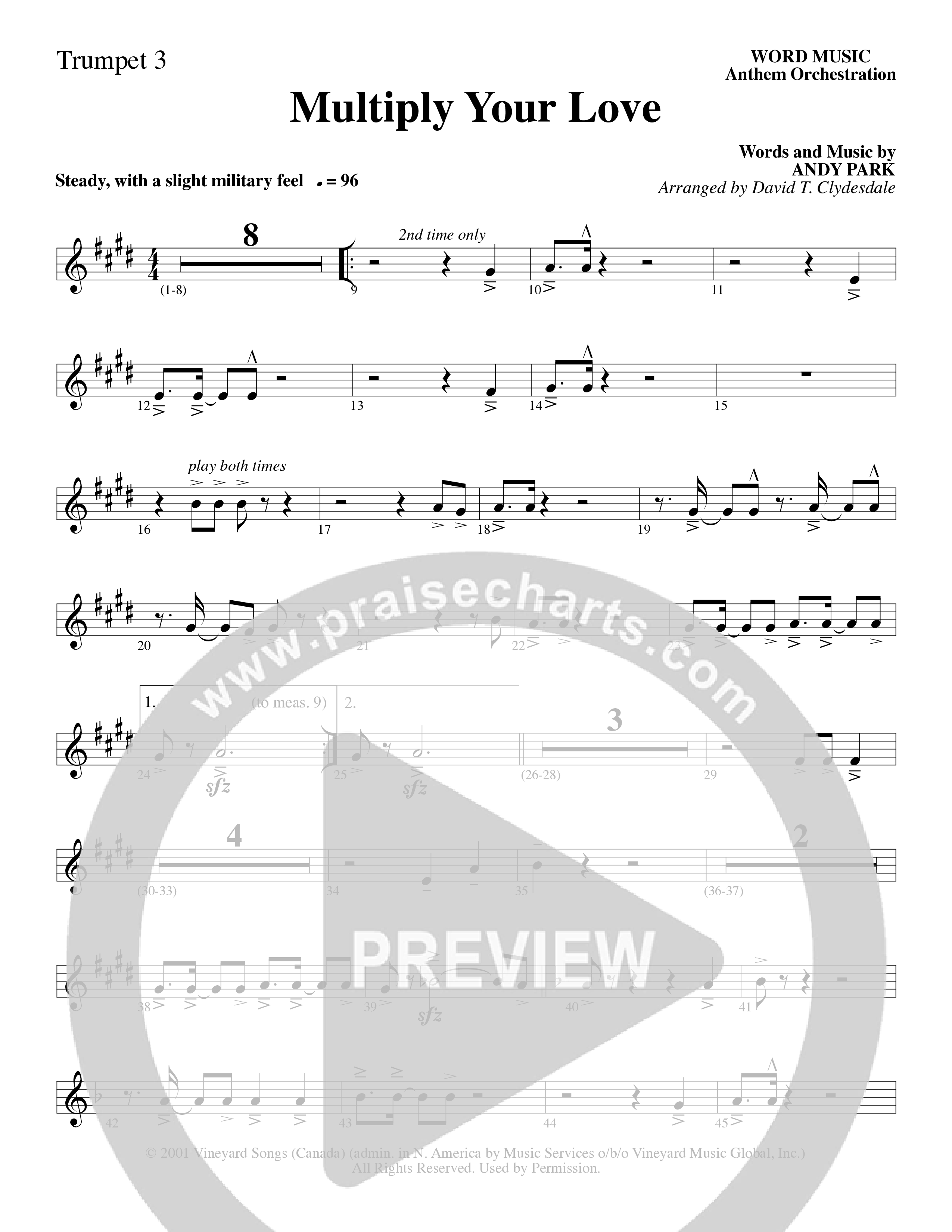 Multiply Your Love (Choral Anthem SATB) Trumpet 3 (Word Music Choral / Arr. David Clydesdale)
