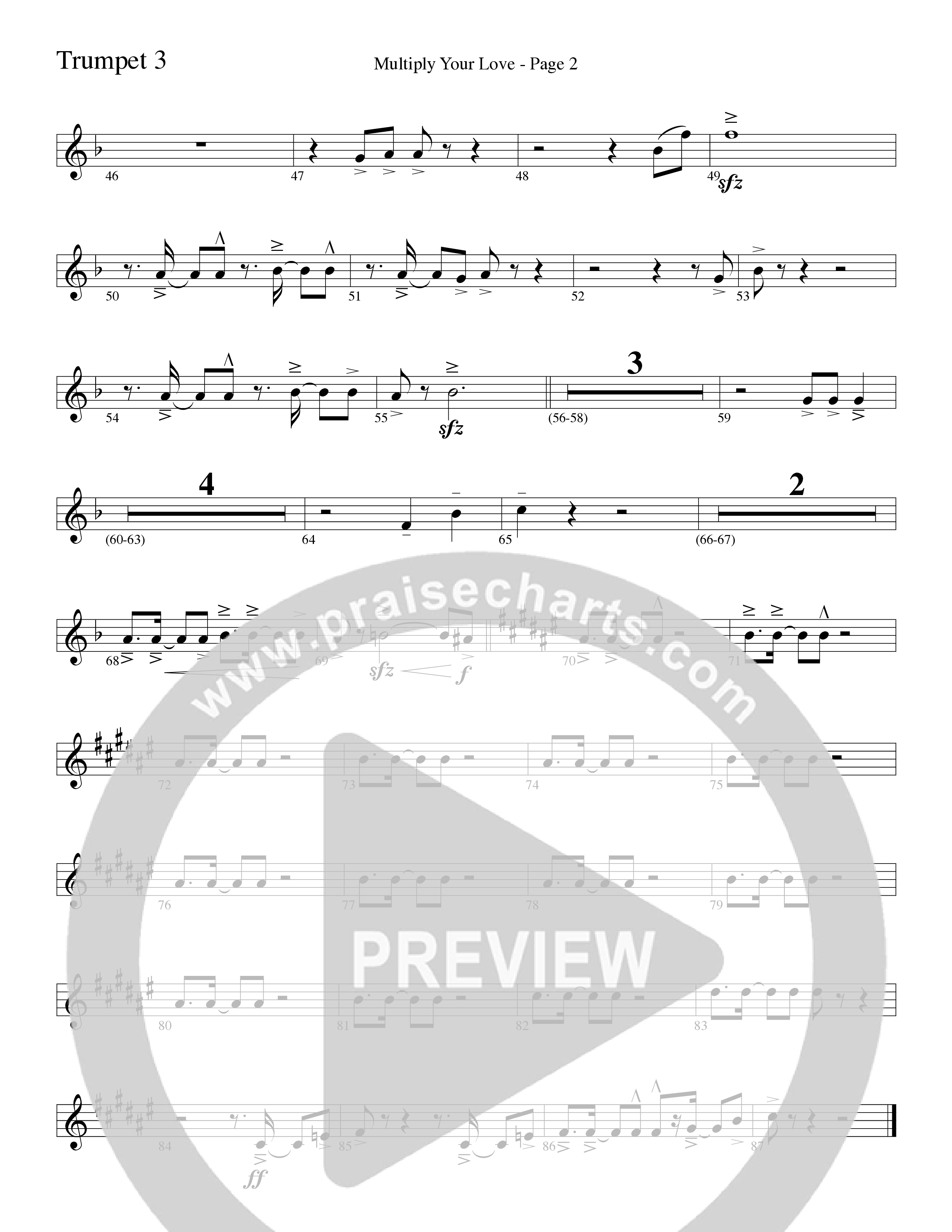 Multiply Your Love (Choral Anthem SATB) Trumpet 3 (Word Music Choral / Arr. David Clydesdale)
