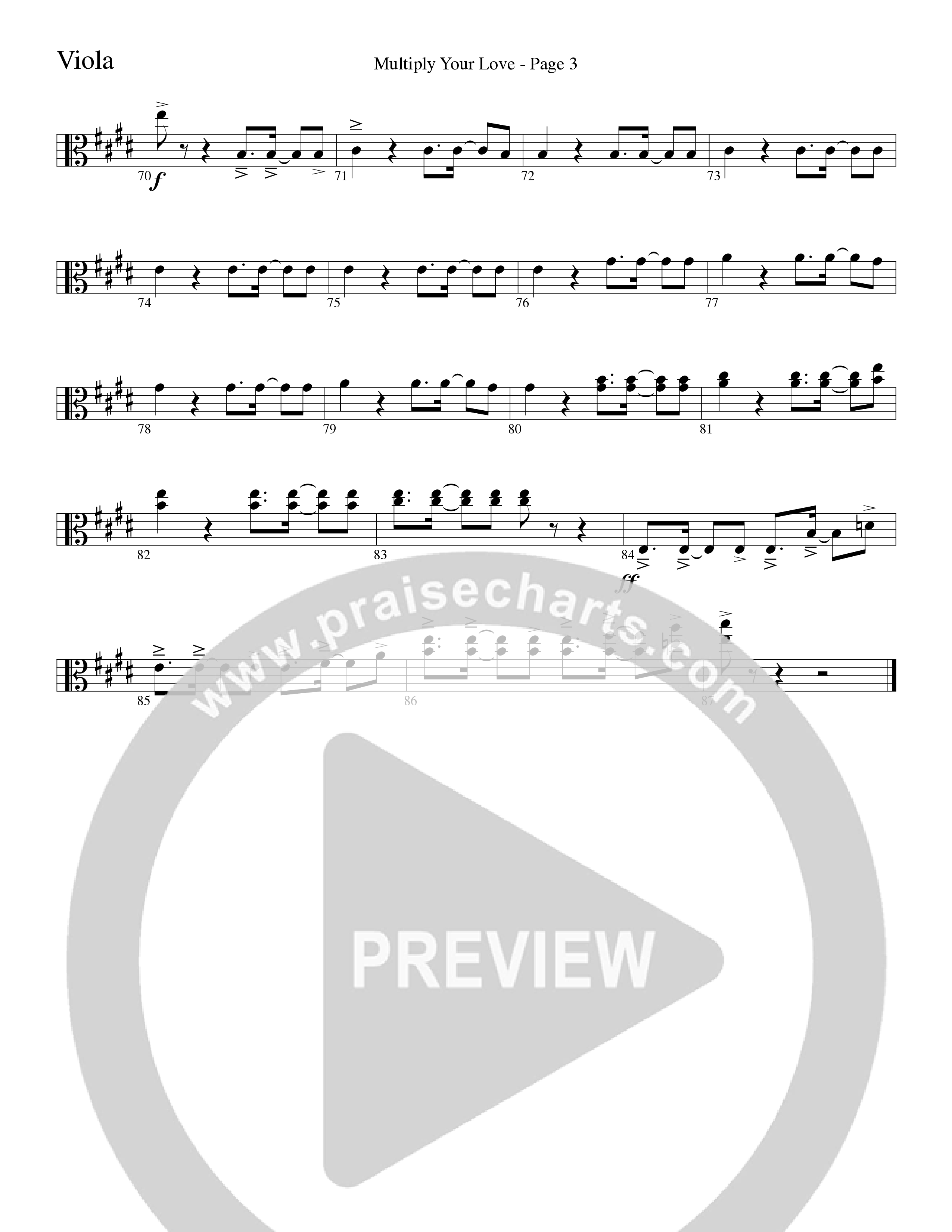 Multiply Your Love (Choral Anthem SATB) Viola (Word Music Choral / Arr. David Clydesdale)