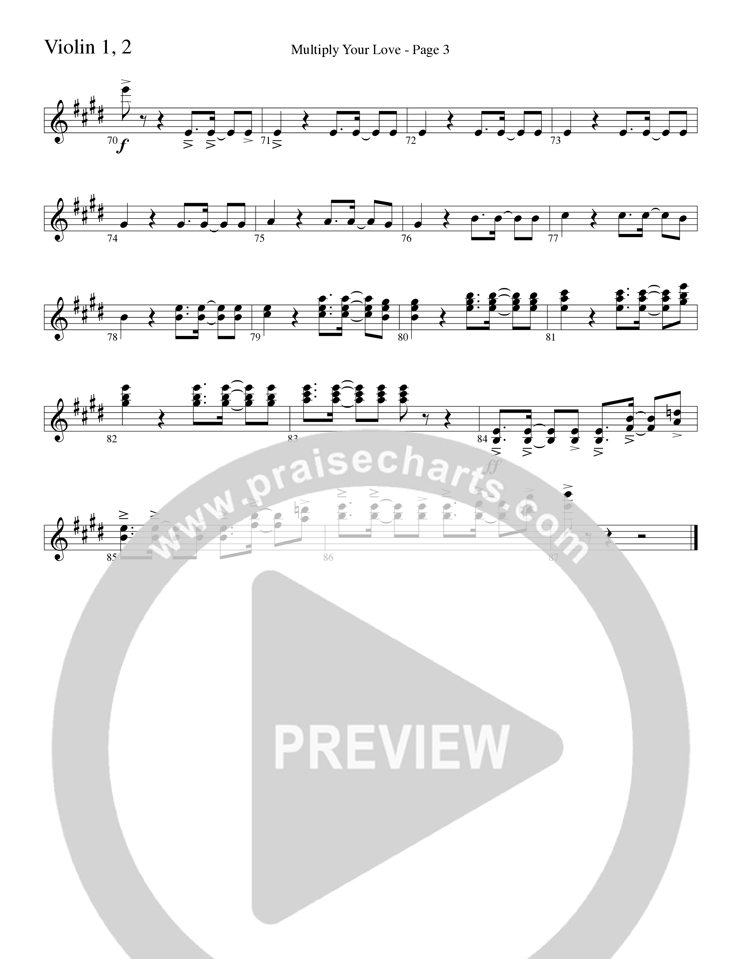 Multiply Your Love (Choral Anthem SATB) Violin 1/2 (Word Music Choral / Arr. David Clydesdale)