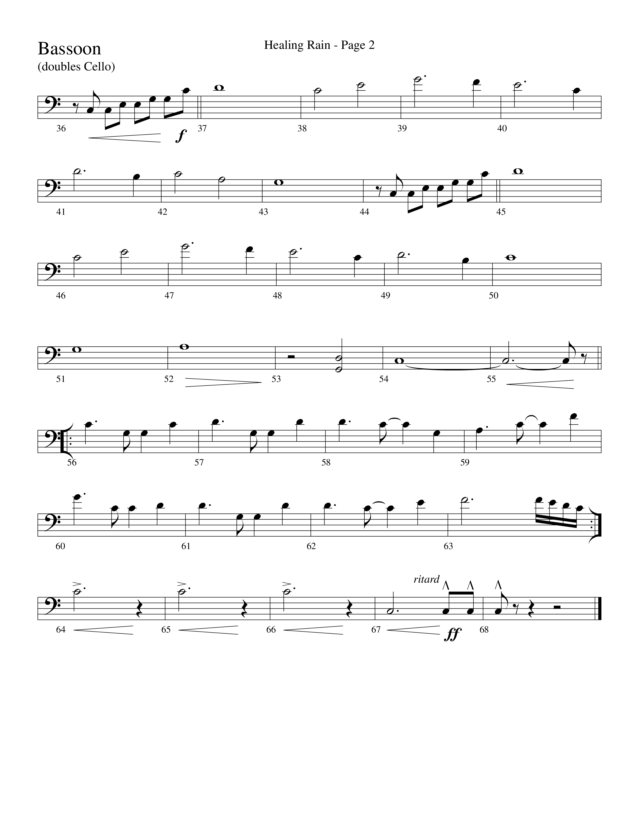 Healing Rain (Choral Anthem SATB) Bassoon (Word Music Choral / Arr. Robert Sterling)