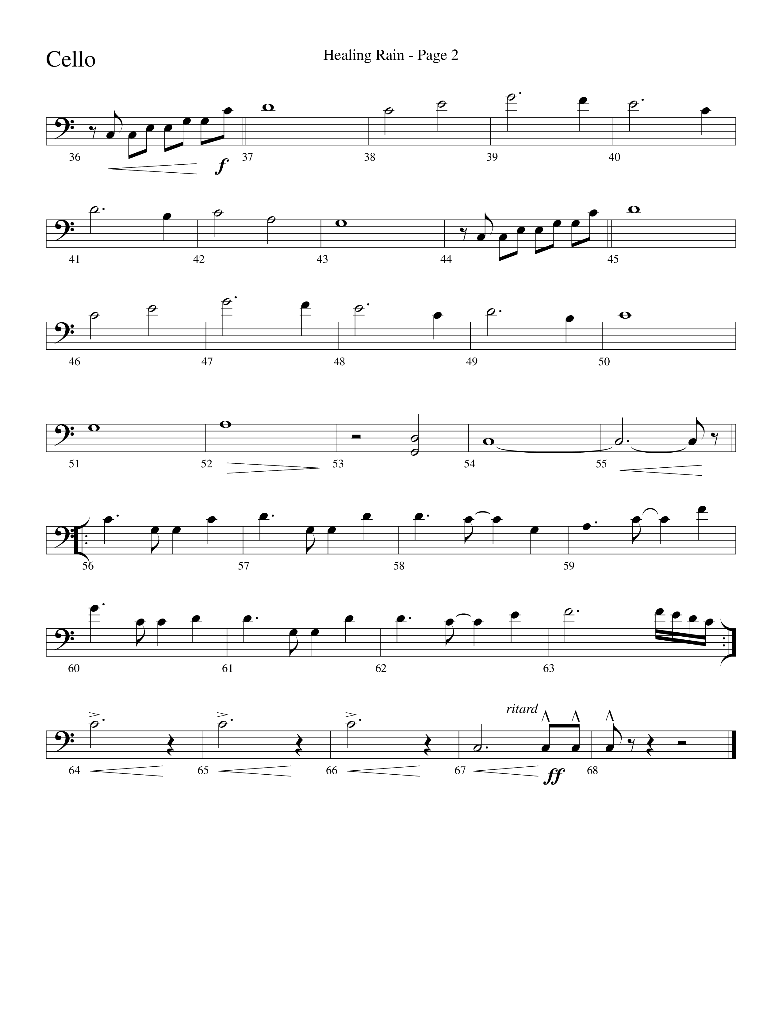 Healing Rain (Choral Anthem SATB) Cello (Word Music Choral / Arr. Robert Sterling)