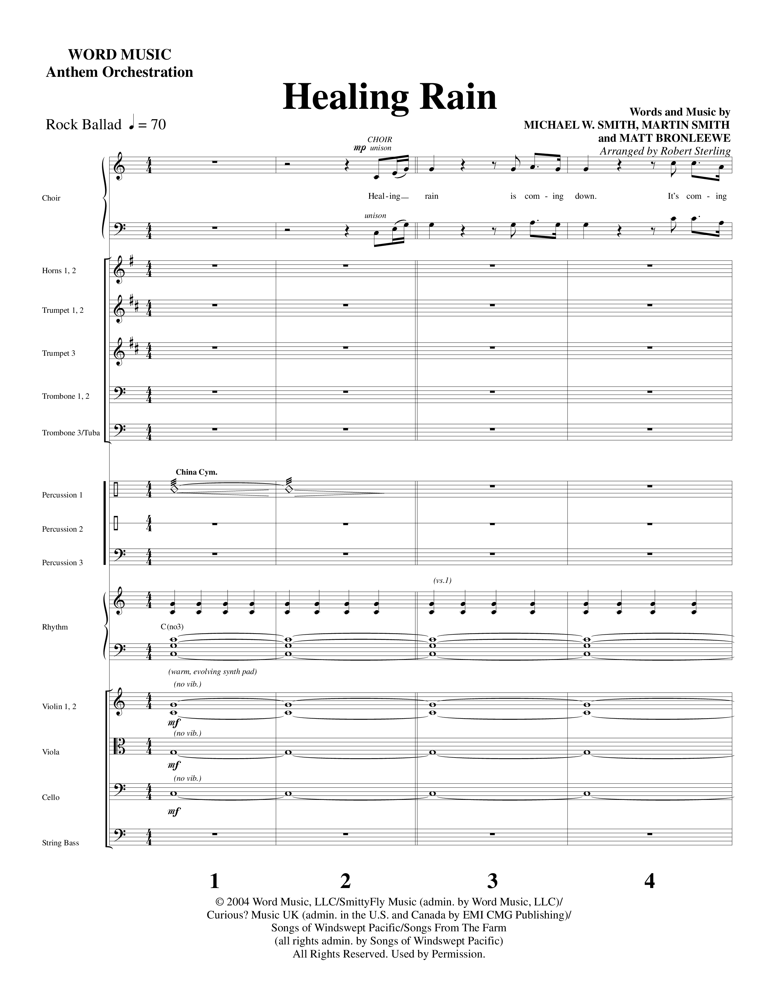 Healing Rain (Choral Anthem SATB) Orchestration (Word Music Choral / Arr. Robert Sterling)
