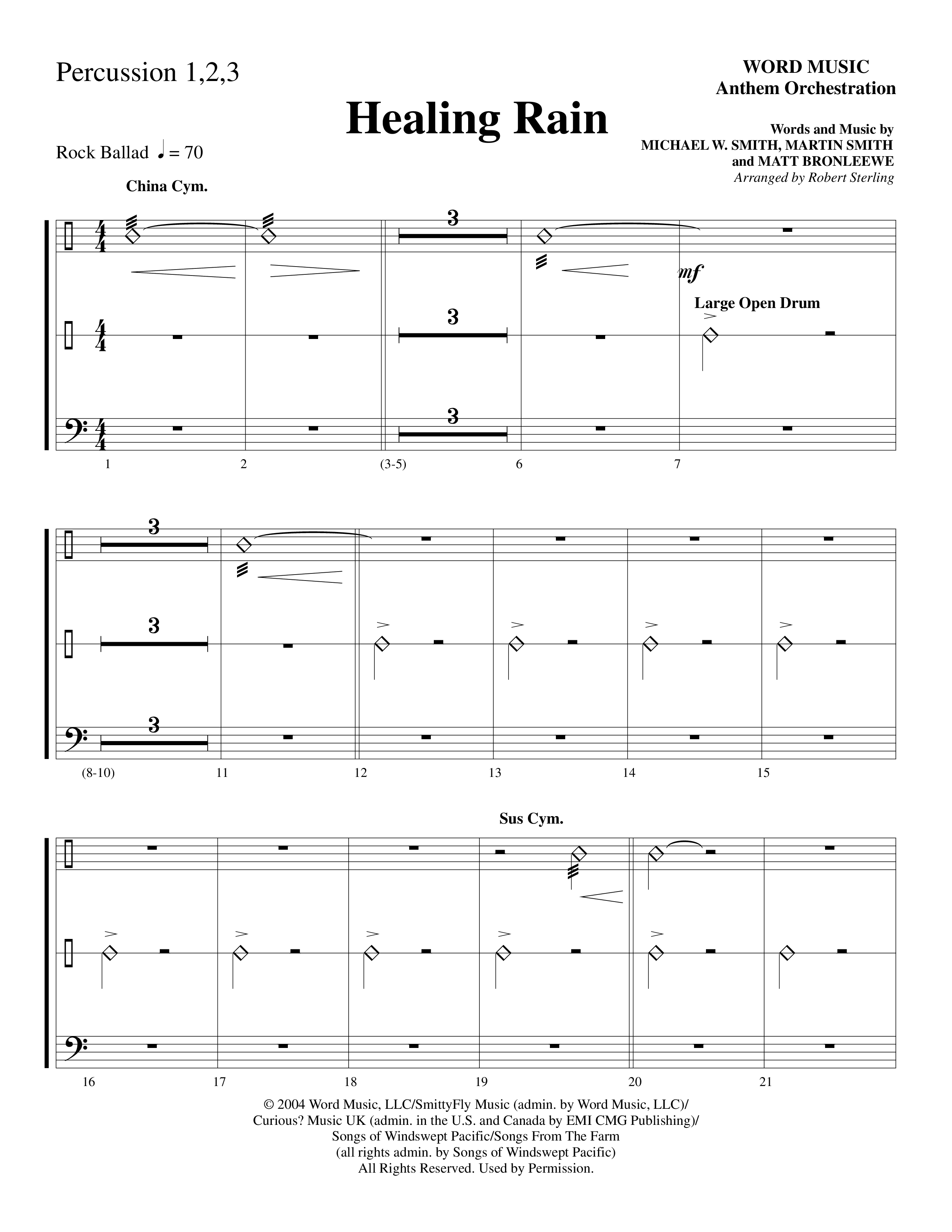 Healing Rain (Choral Anthem SATB) Percussion (Word Music Choral / Arr. Robert Sterling)