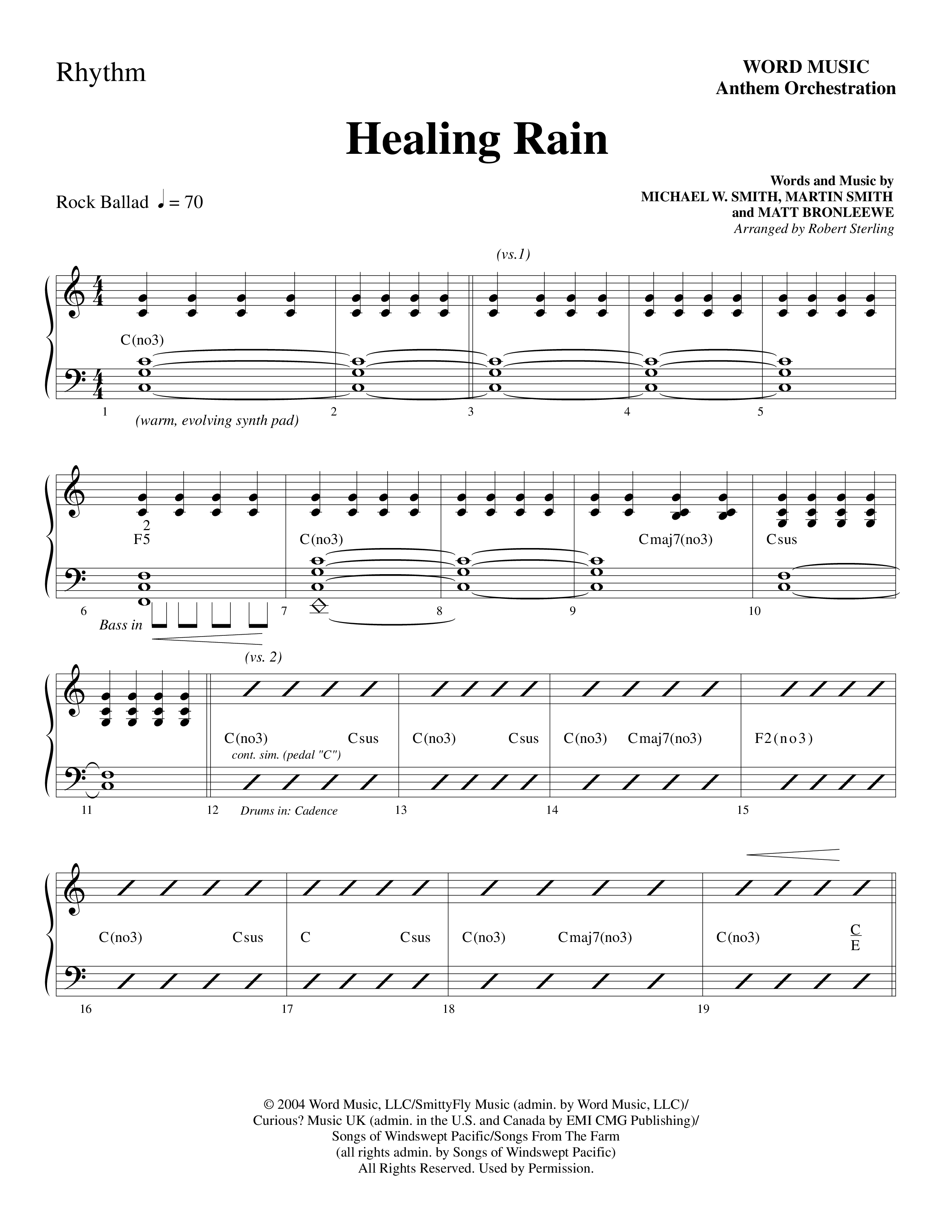 Healing Rain (Choral Anthem SATB) Rhythm Chart (Word Music Choral / Arr. Robert Sterling)
