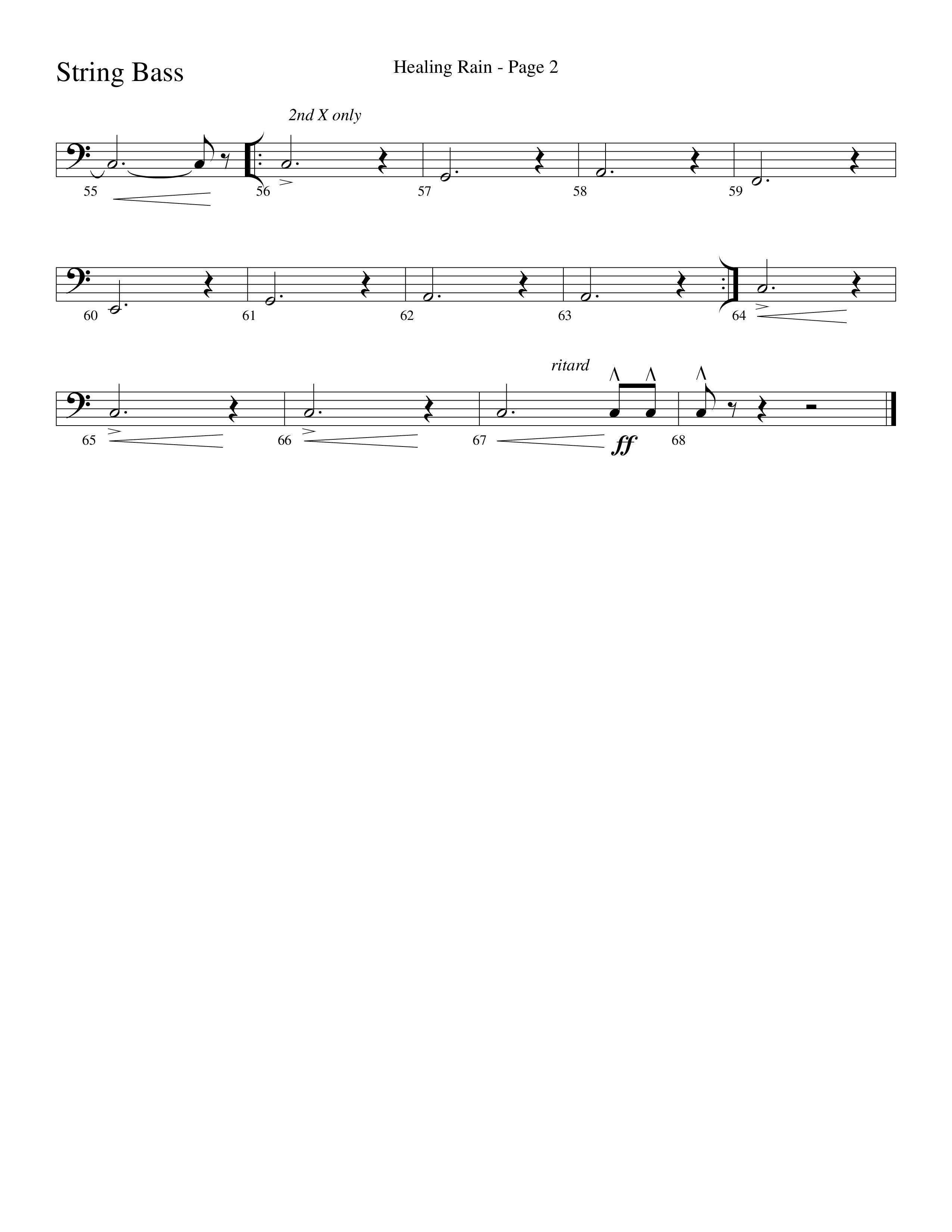 Healing Rain (Choral Anthem SATB) String Bass (Word Music Choral / Arr. Robert Sterling)