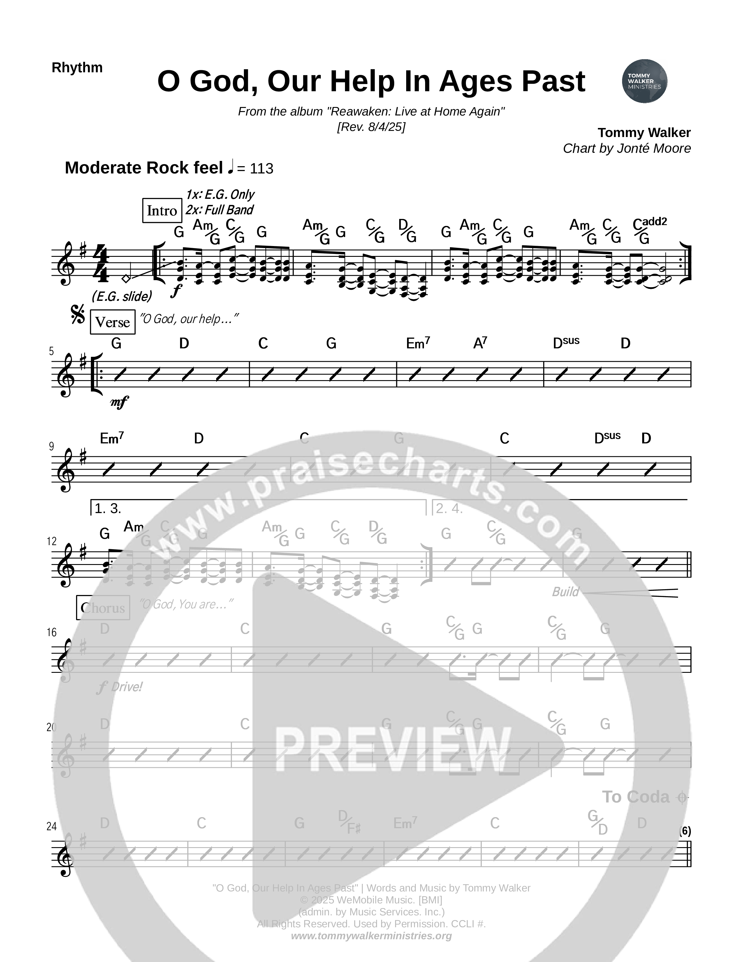 O God Our Help In Ages Past Rhythm Chart (Tommy Walker)