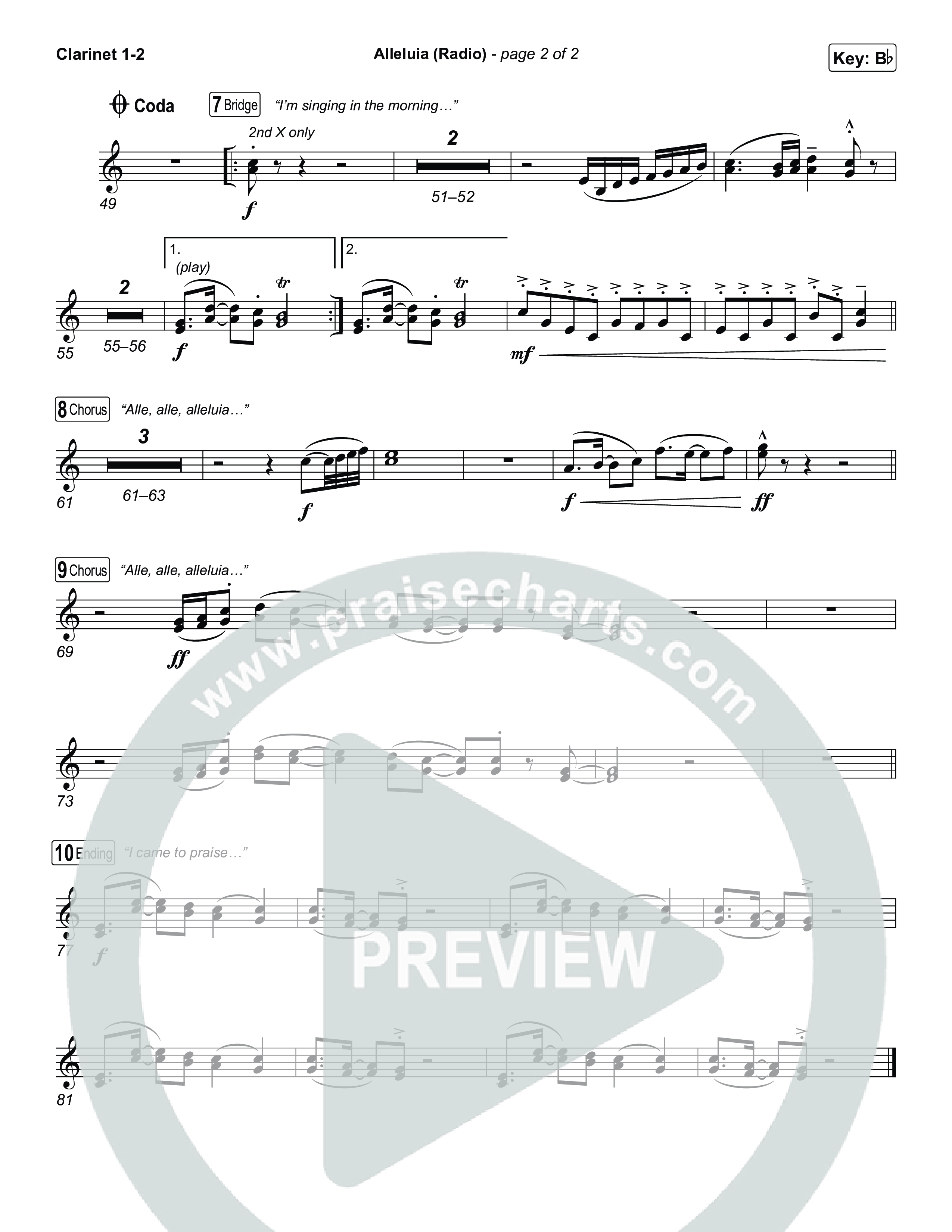 Alleluia (Radio) Clarinet 1,2 (Elevation Worship)