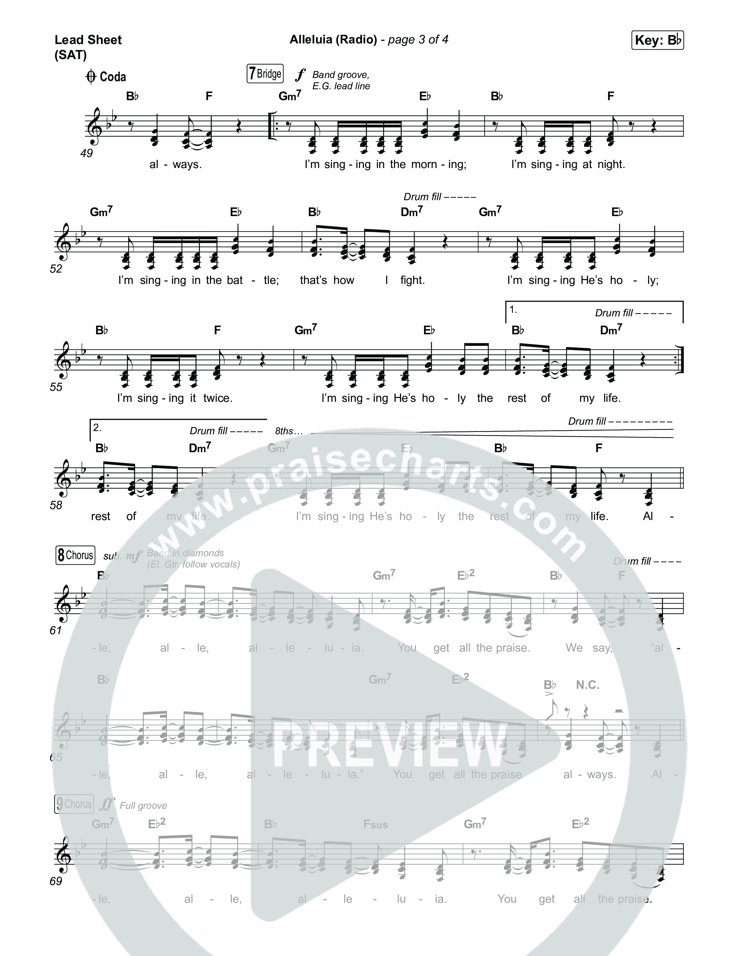 Alleluia (Radio) Lead Sheet (SAT) (Elevation Worship)
