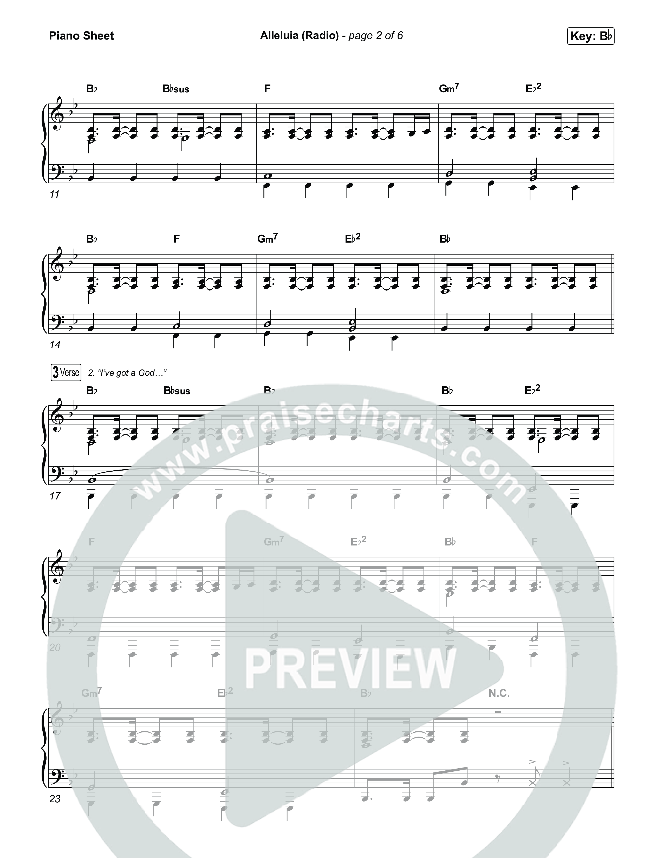 Alleluia (Radio) Piano Sheet (Elevation Worship)