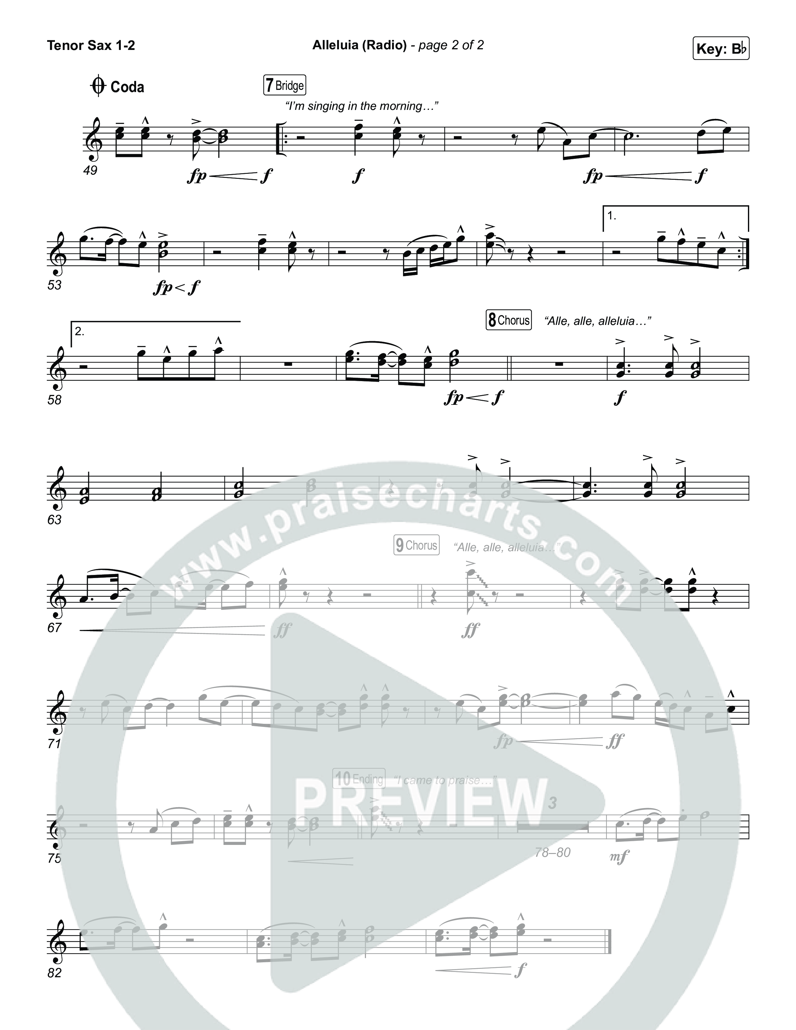 Alleluia (Radio) Tenor Sax 1,2 (Elevation Worship)