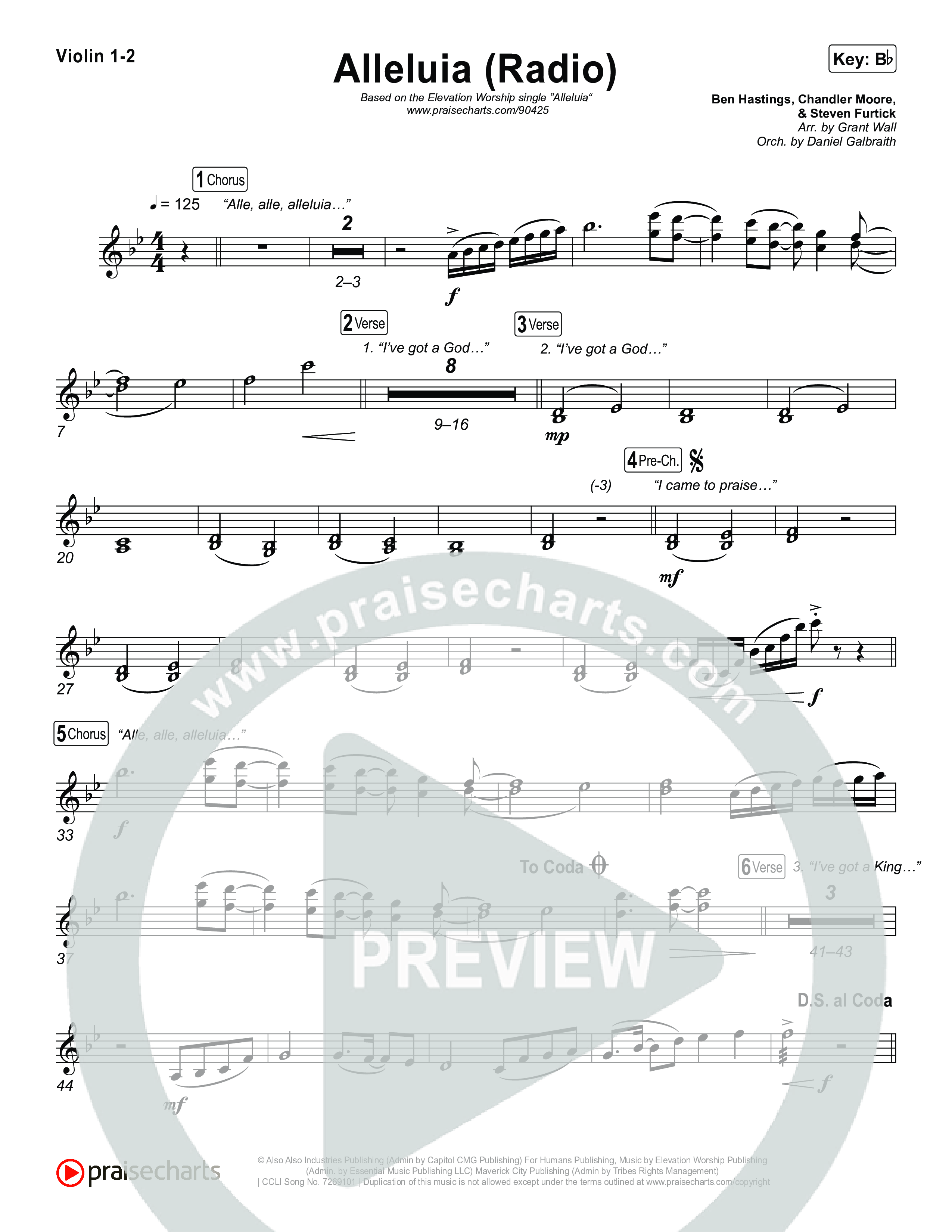 Alleluia (Radio) Violin 1,2 (Elevation Worship)