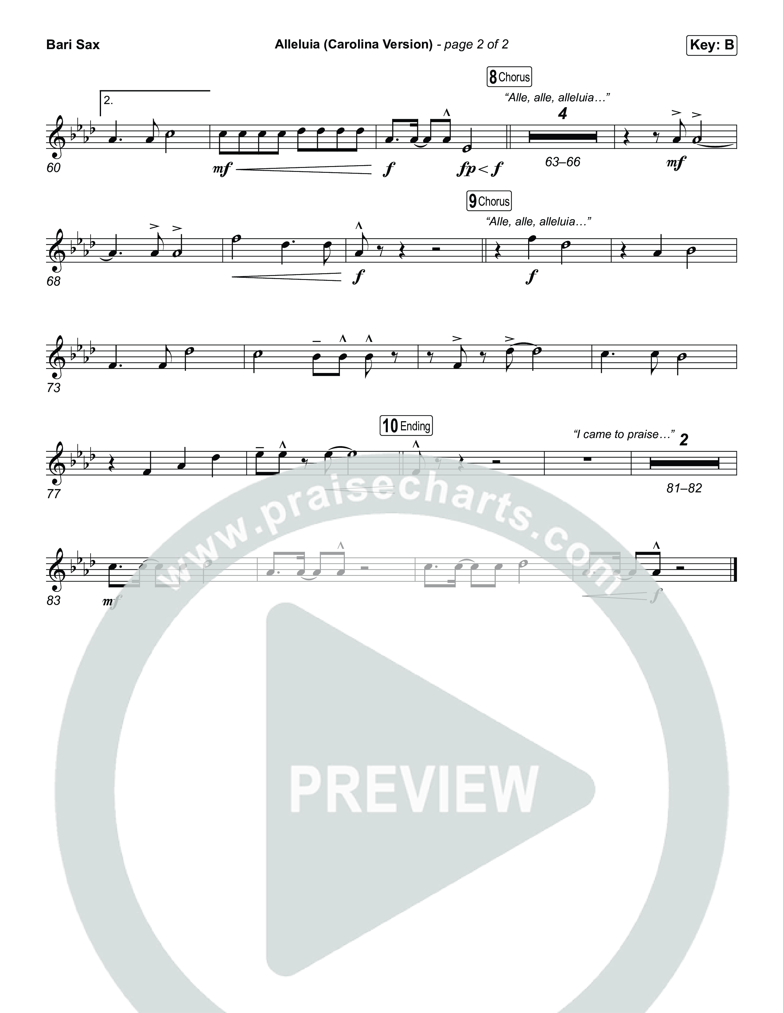 Alleluia (Carolina Version) Bari Sax (Elevation Worship)