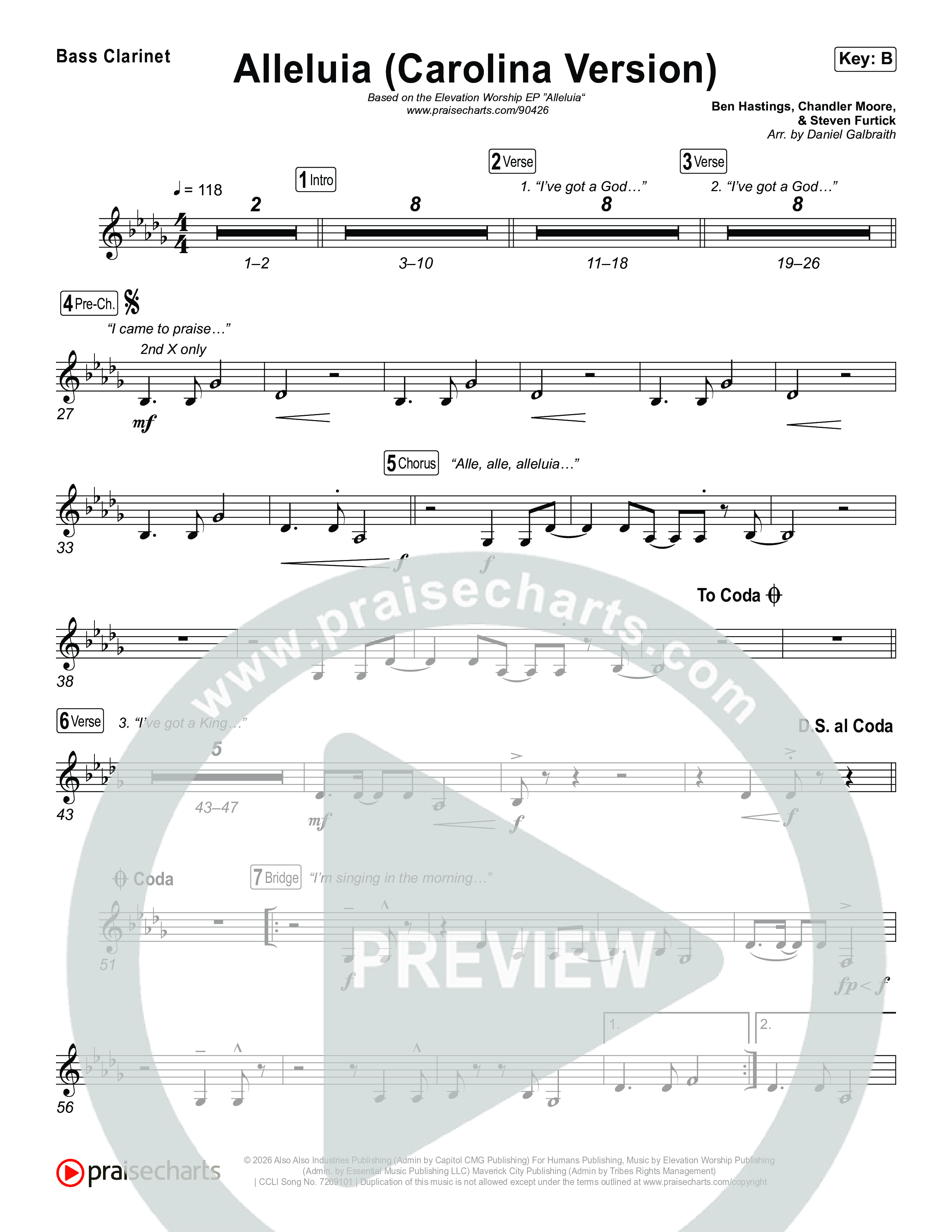 Alleluia (Carolina Version) Clarinet 1,2 (Elevation Worship)