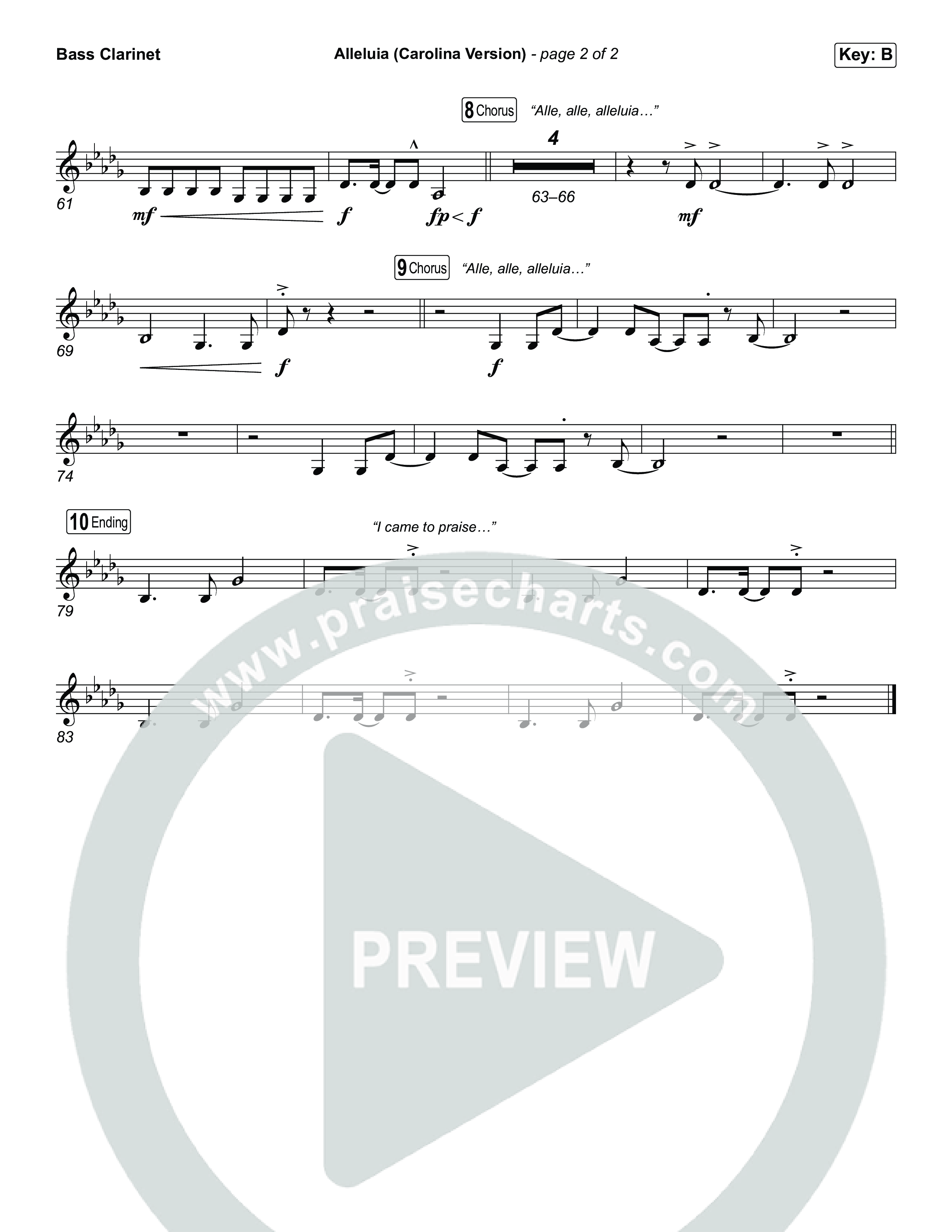 Alleluia (Carolina Version) Bass Clarinet (Elevation Worship)