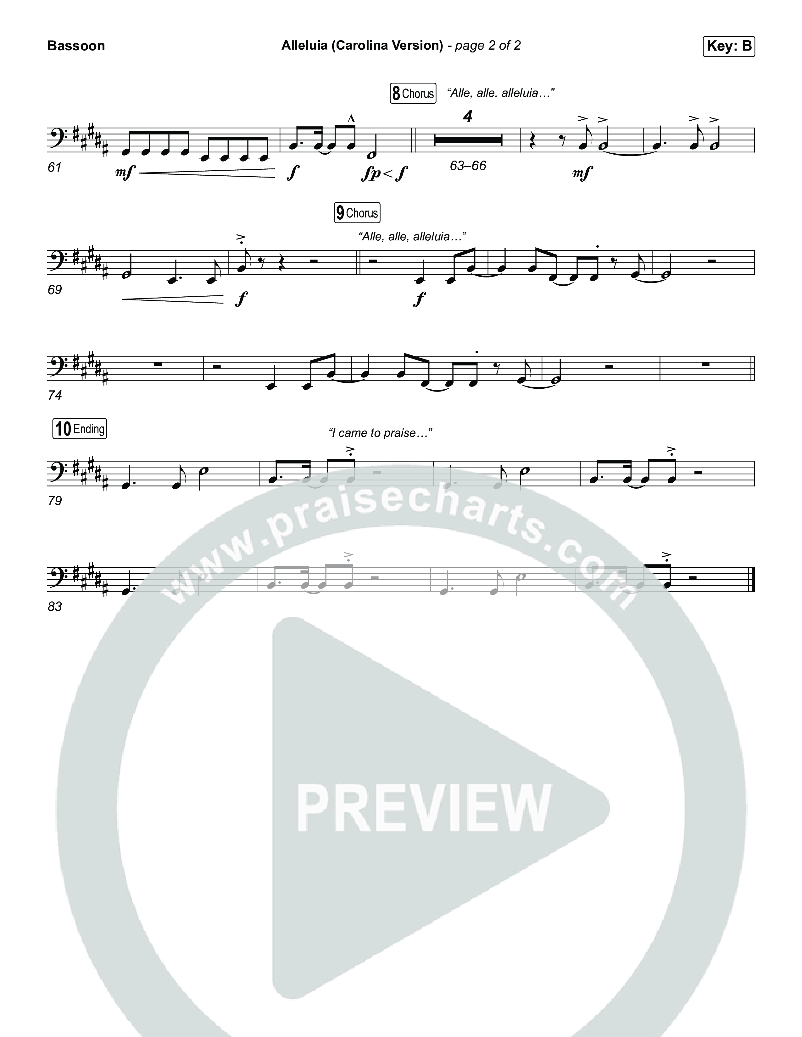 Alleluia (Carolina Version) Bassoon (Elevation Worship)
