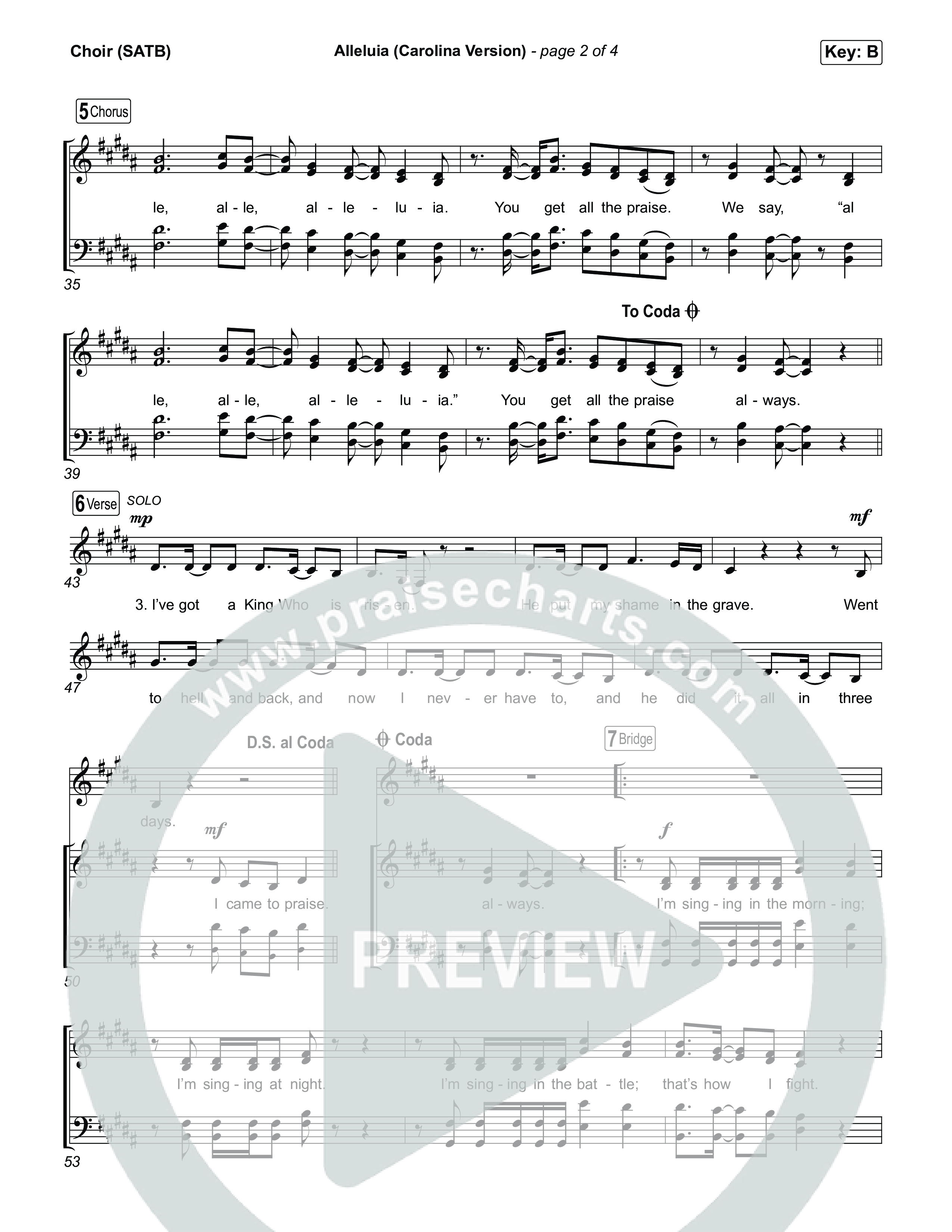 Alleluia (Carolina Version) Choir Sheet (SATB) (Elevation Worship)