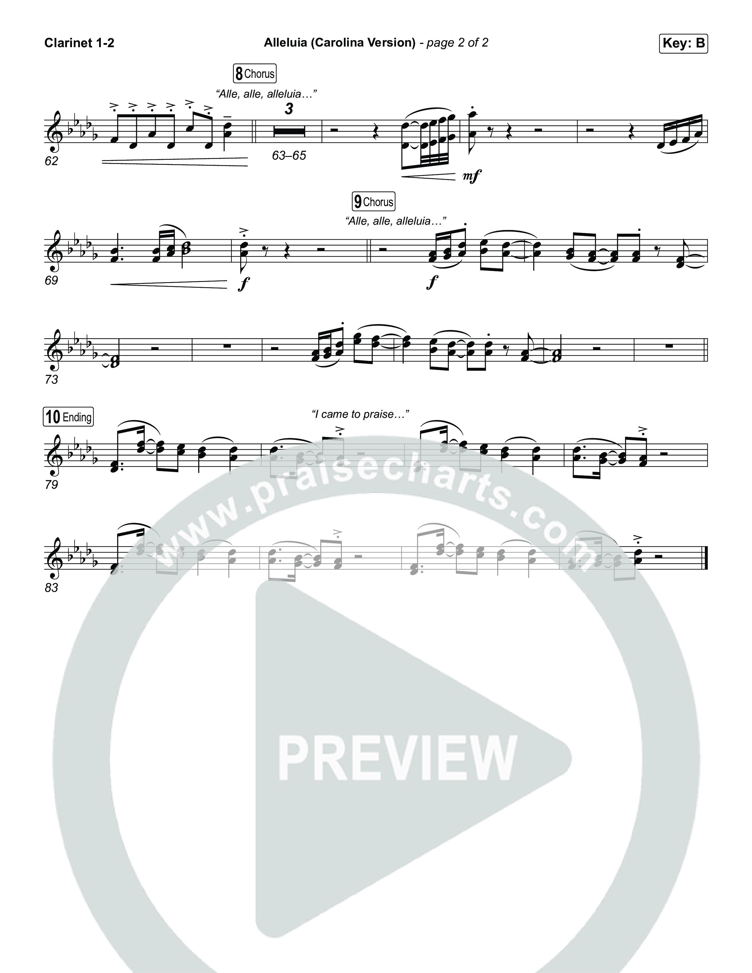 Alleluia (Carolina Version) Clarinet 1/2 (Elevation Worship)