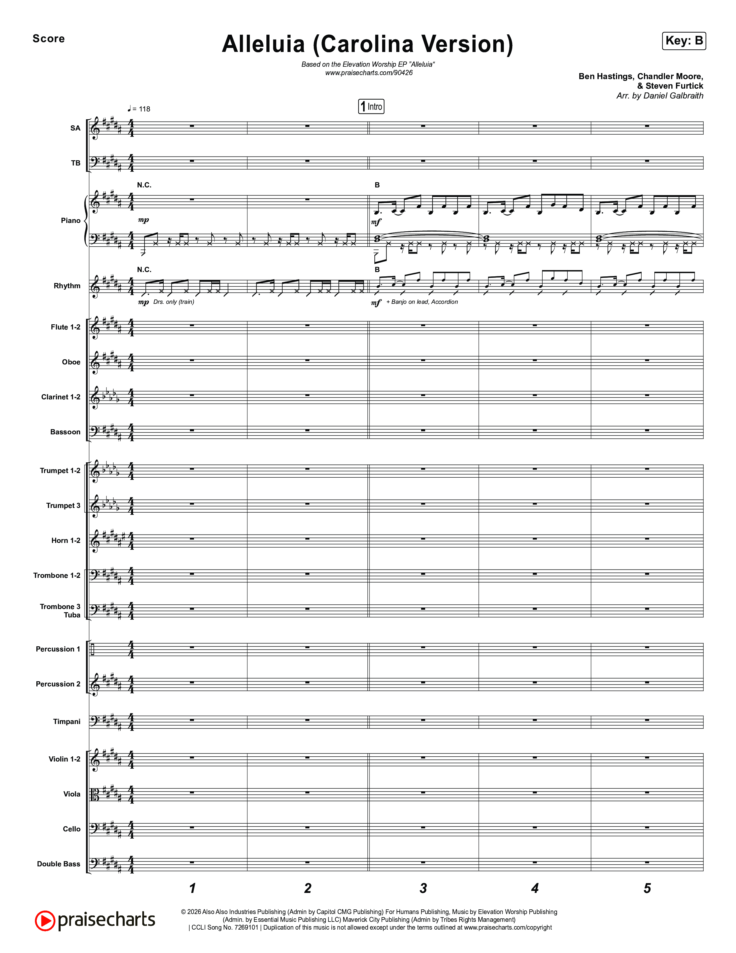 Alleluia (Carolina Version) Orchestration (Elevation Worship)