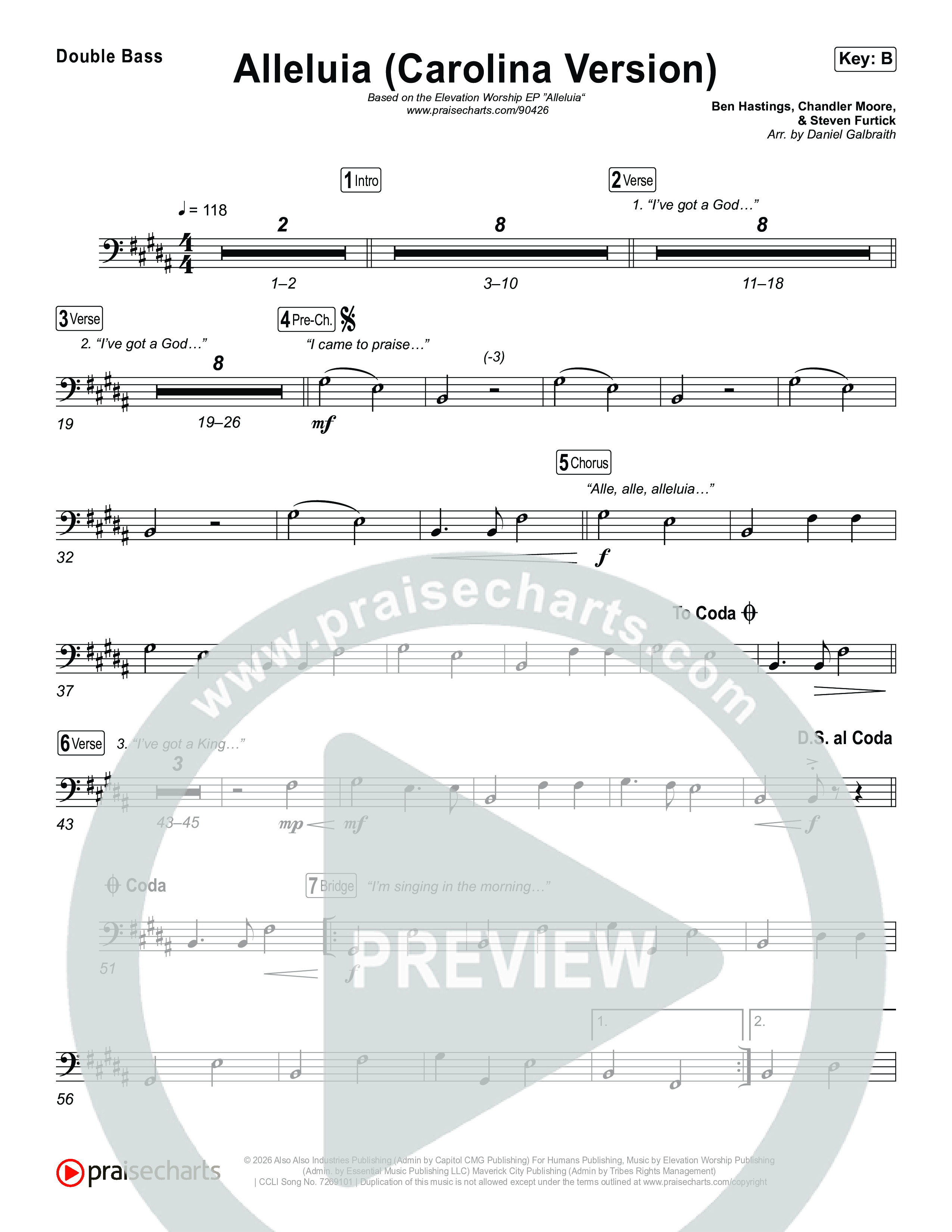 Alleluia (Carolina Version) String Bass (Elevation Worship)