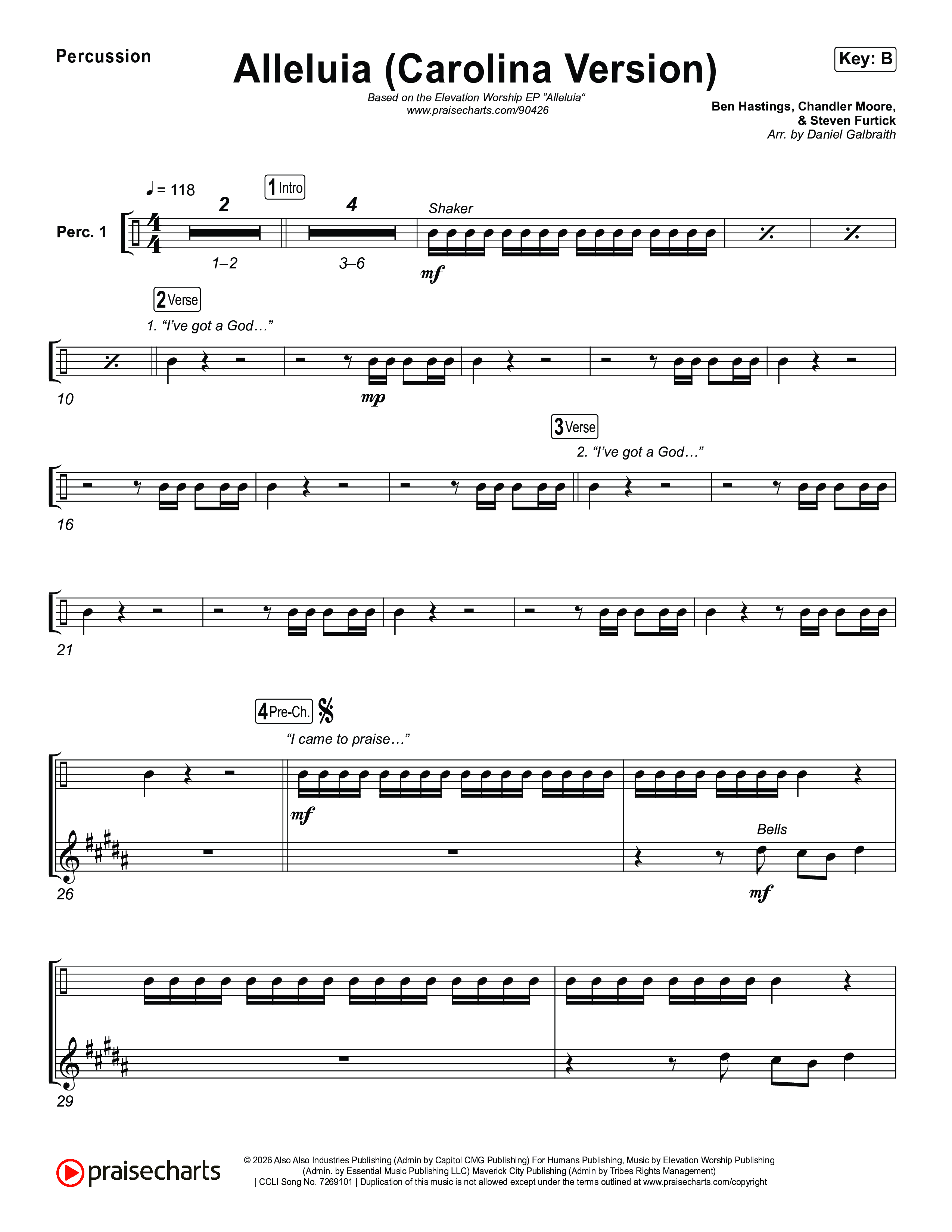 Alleluia (Carolina Version) Percussion (Elevation Worship)