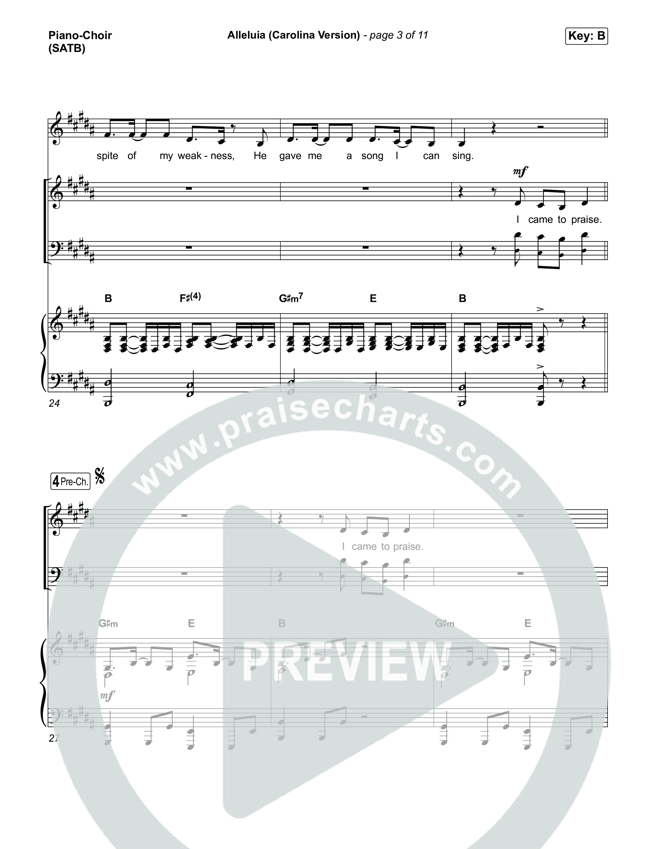 Alleluia (Carolina Version) Piano/Vocal Pack (Elevation Worship)