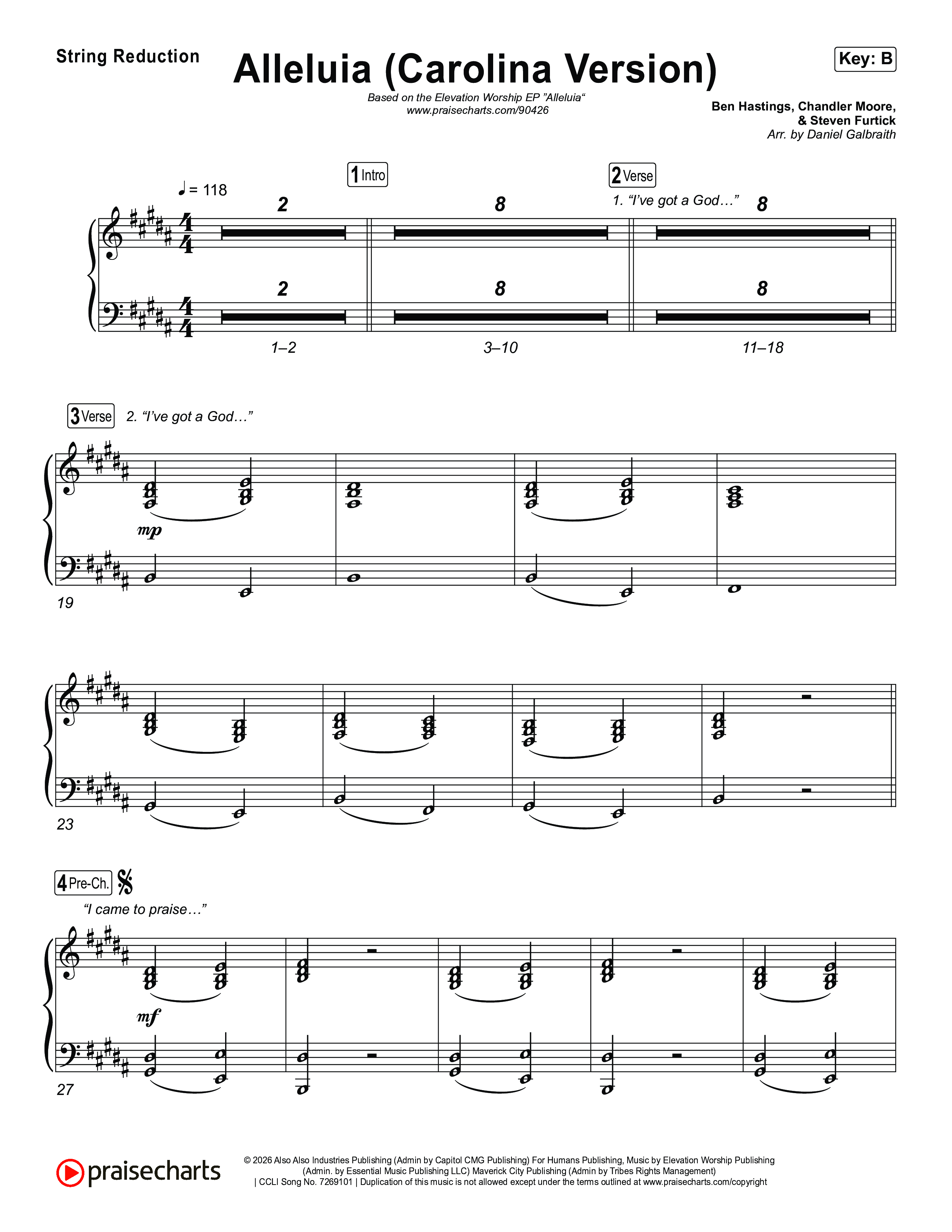 Alleluia (Carolina Version) String Reduction (Elevation Worship)