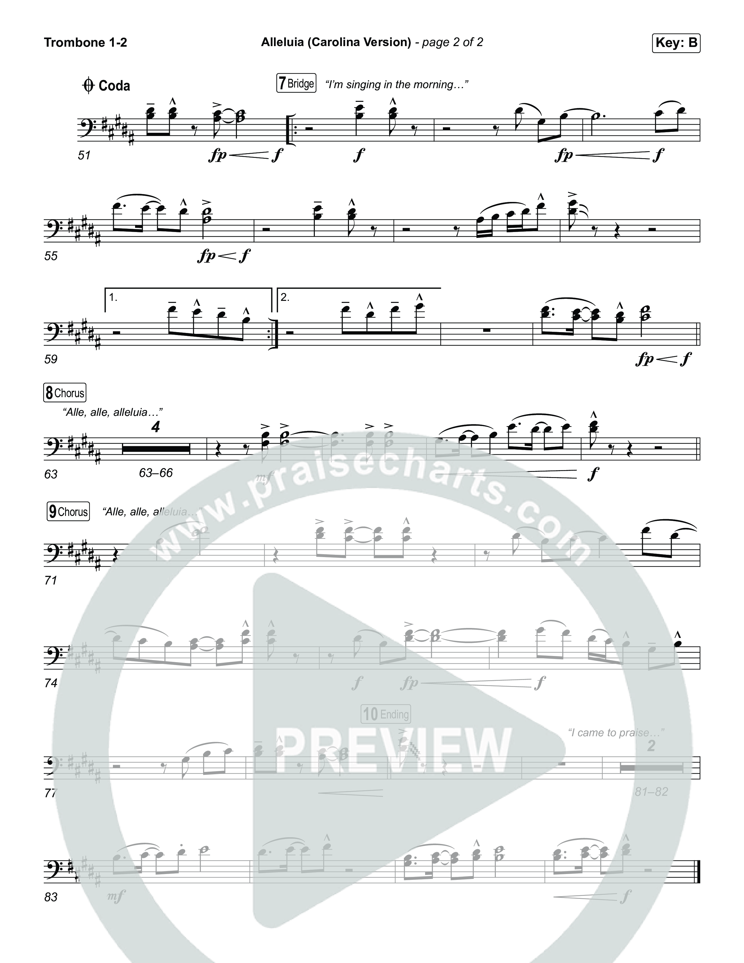 Alleluia (Carolina Version) Trombone 1,2 (Elevation Worship)