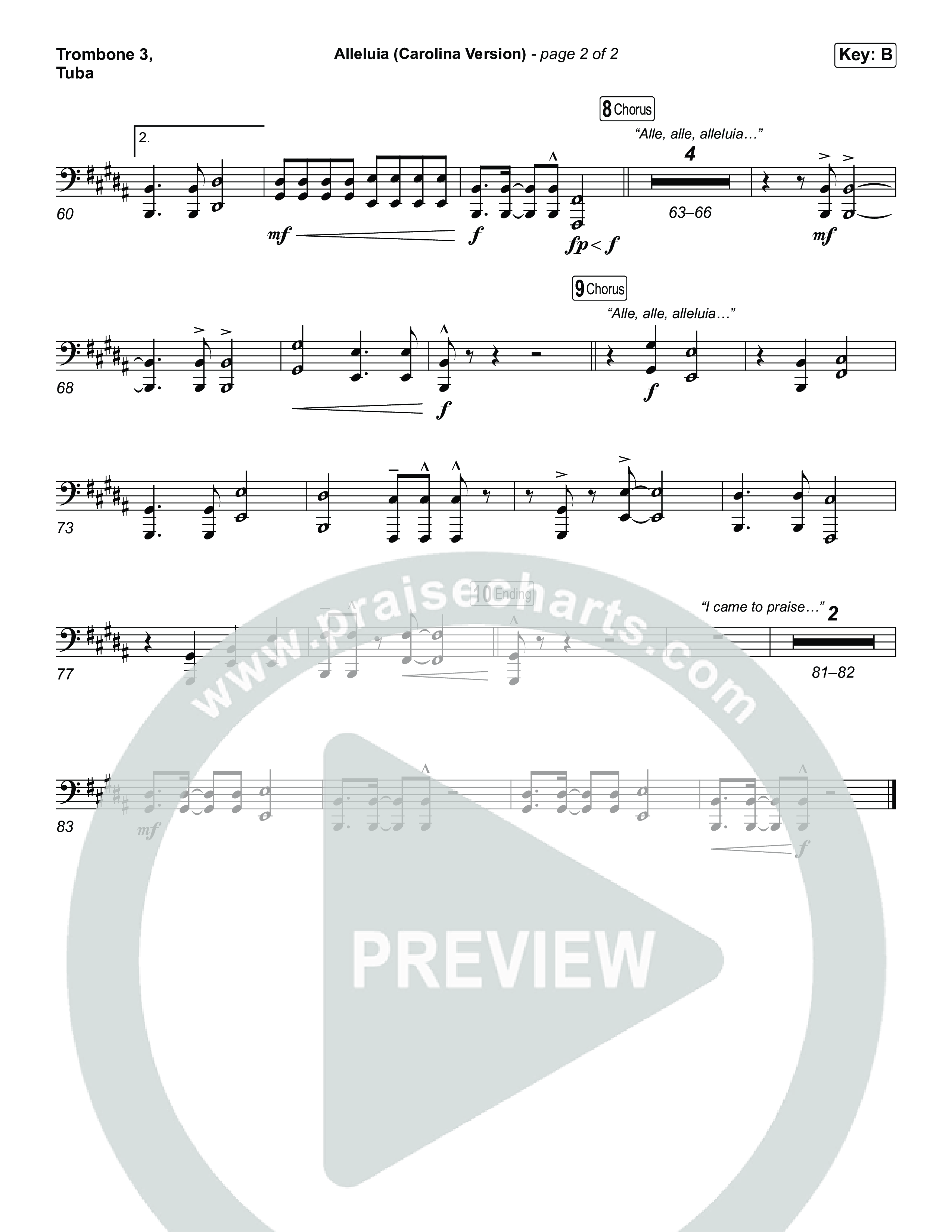 Alleluia (Carolina Version) Trombone 3/Tuba (Elevation Worship)
