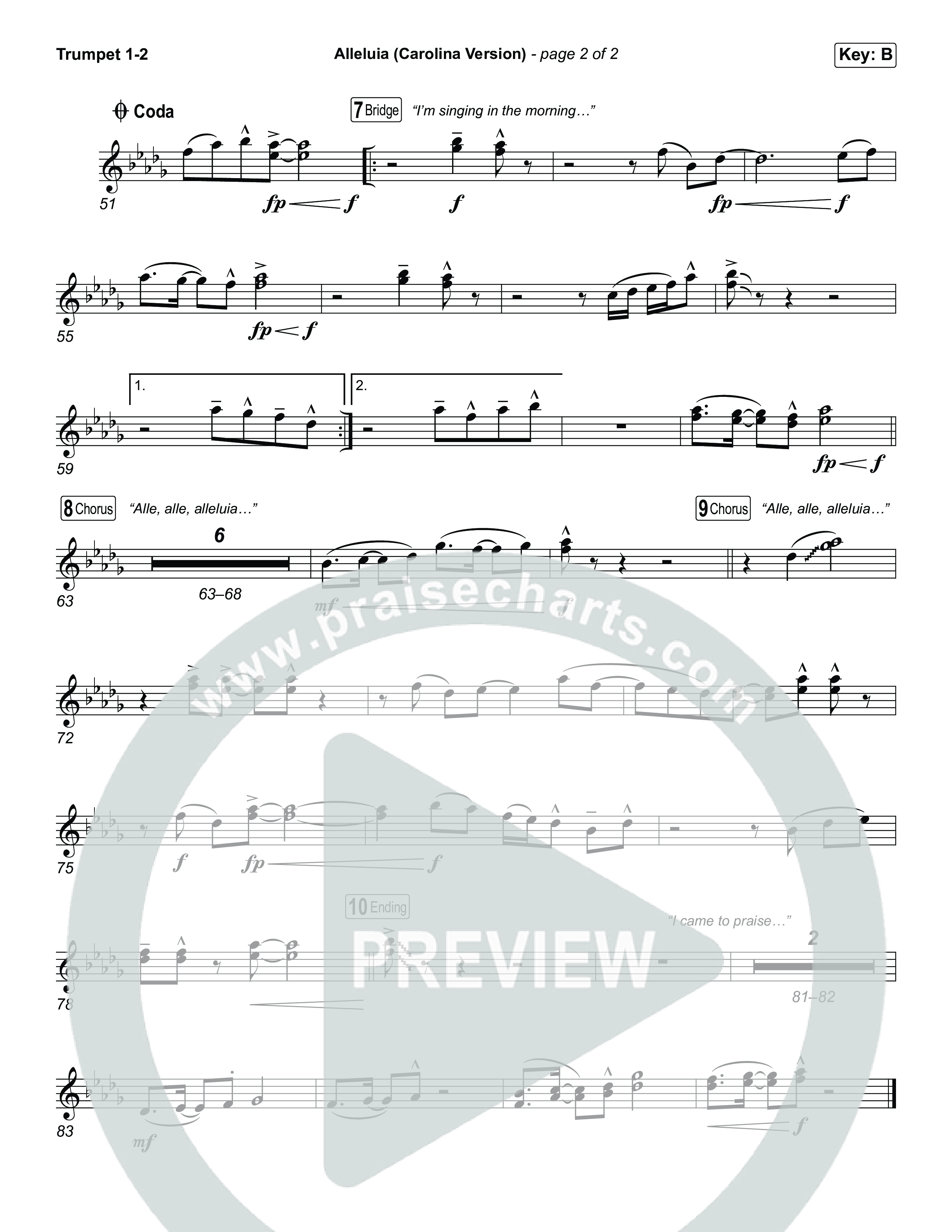 Alleluia (Carolina Version) Trumpet 1,2 (Elevation Worship)