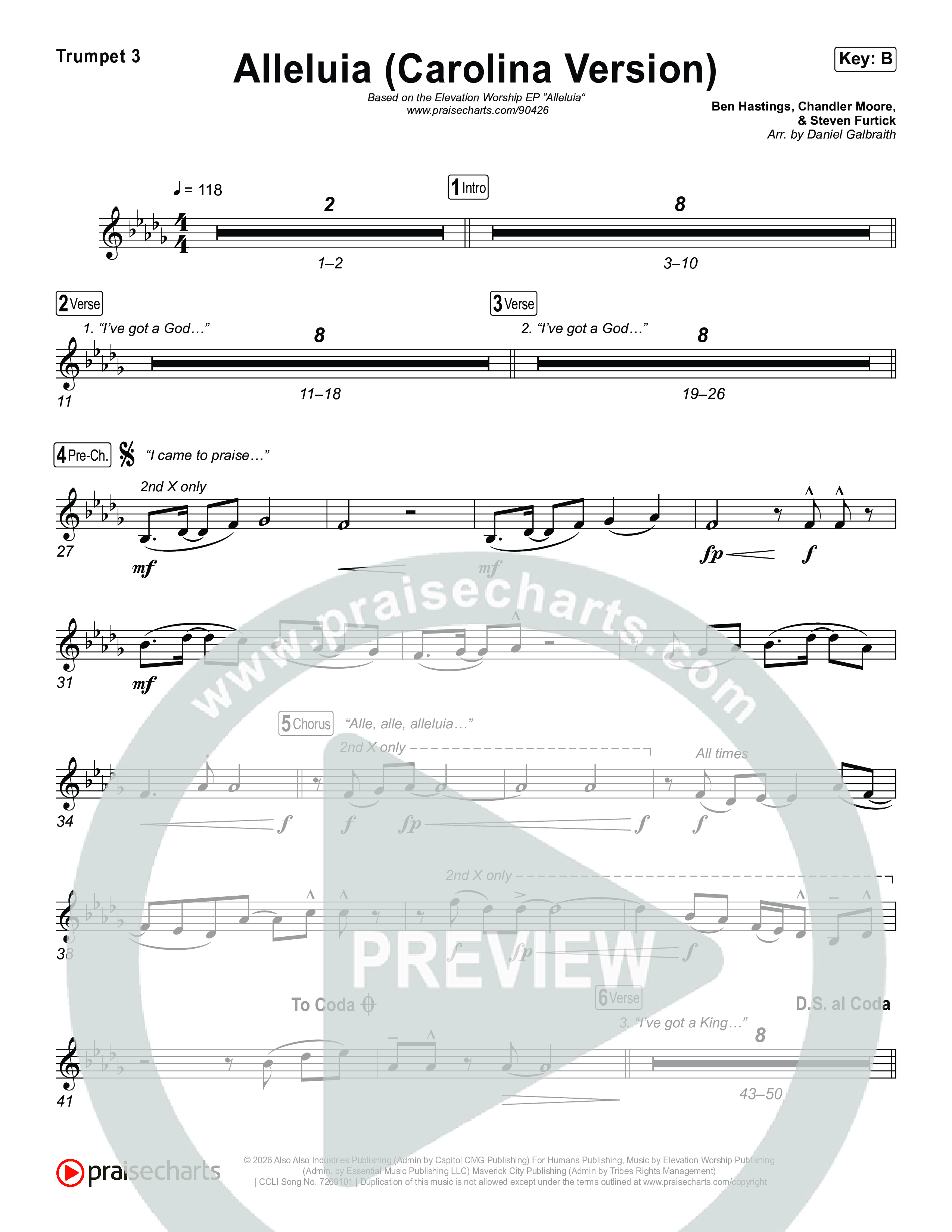 Alleluia (Carolina Version) Trumpet 1,2 (Elevation Worship)