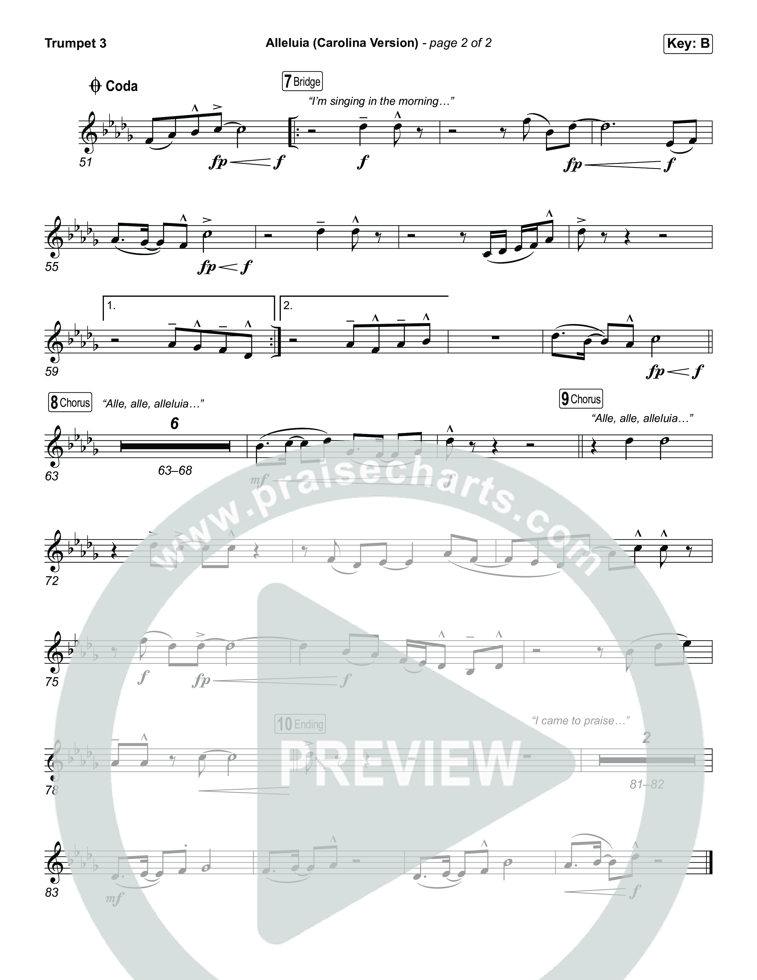 Alleluia (Carolina Version) Trumpet 3 (Elevation Worship)