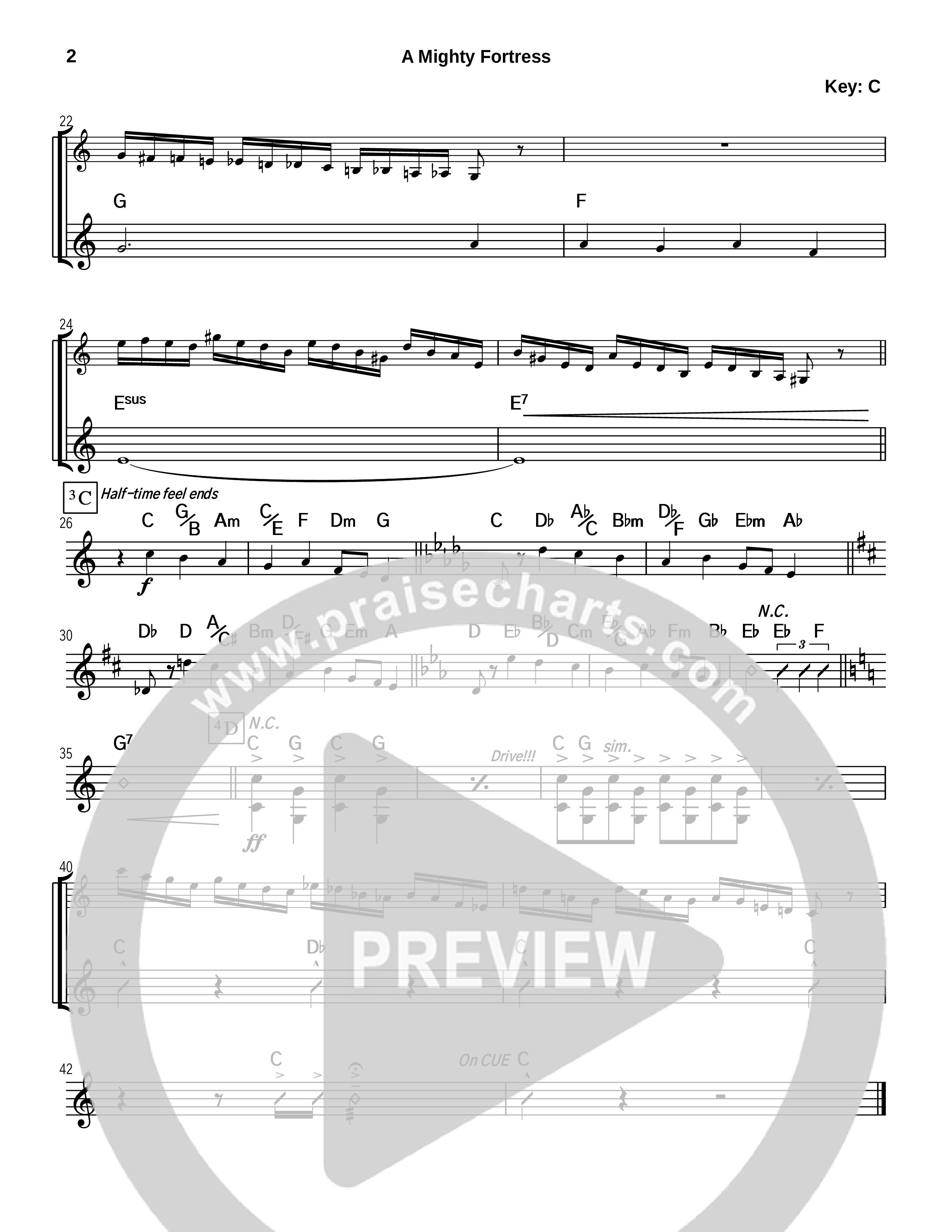A Mighty Fortress Is Our God (Instrumental) Rhythm Chart (Tommy Walker)