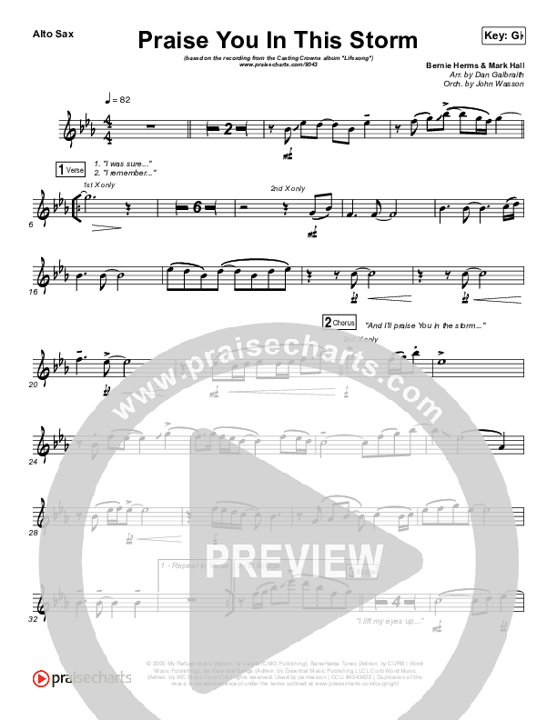 Praise You In This Storm Alto Sax (Casting Crowns)