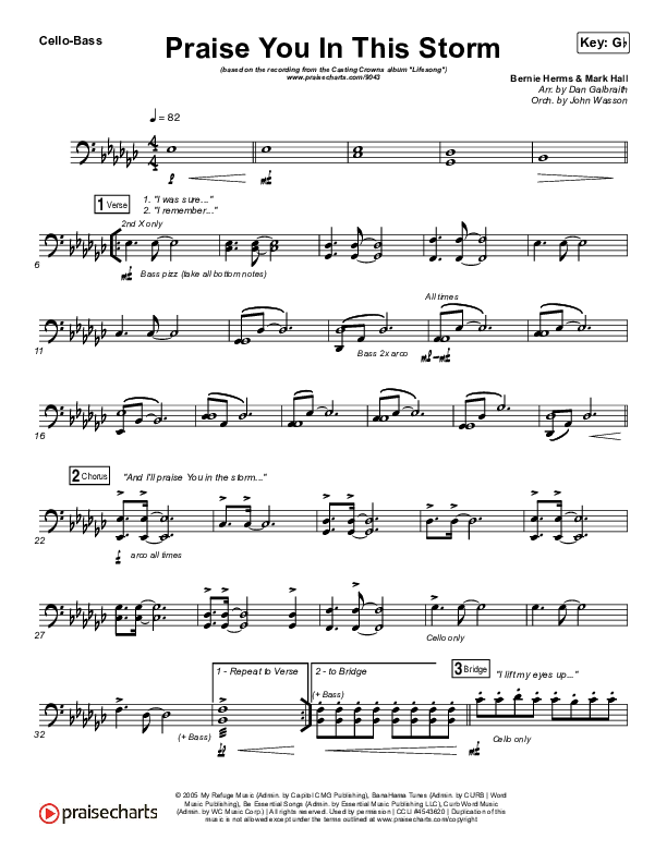 Praise You In This Storm Cello/Bass (Casting Crowns)